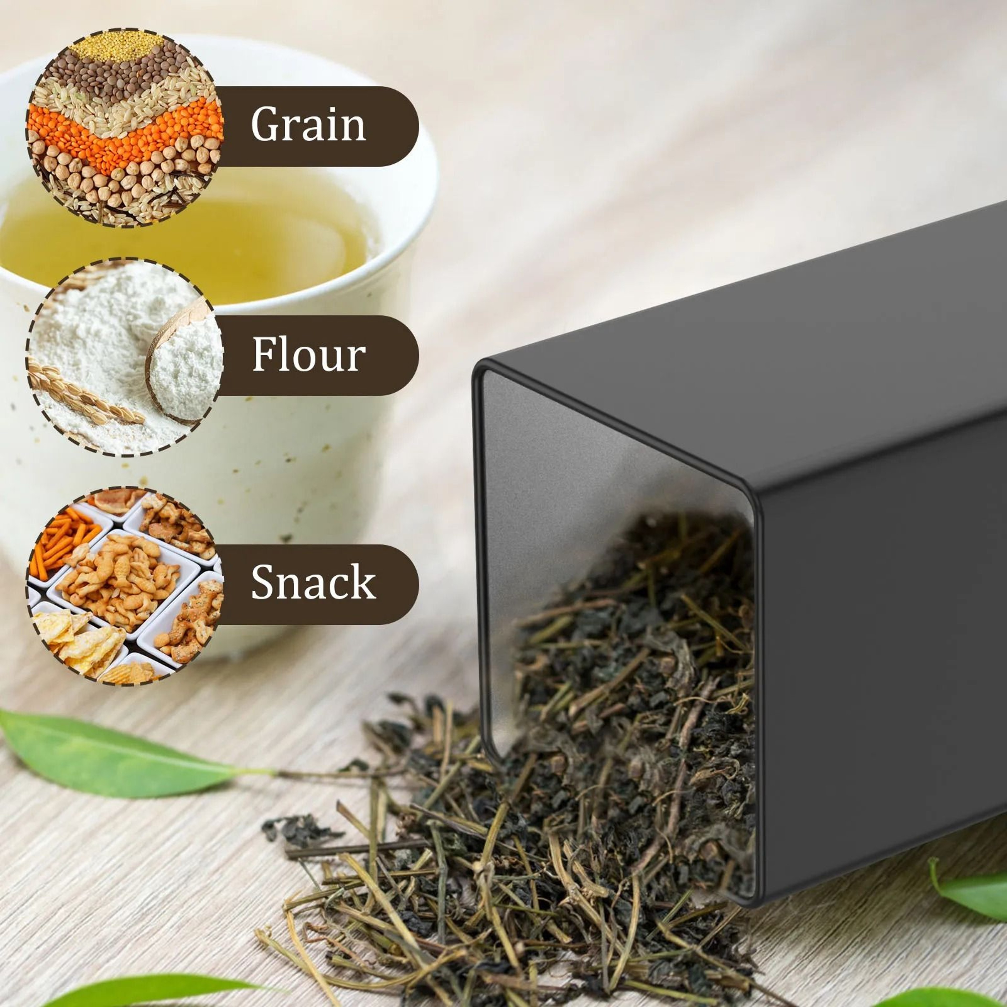 3 Piece Coffee Tea Sugar Canister Set With Lids Metal Food Storage Containers For Kitchen Counter A 5