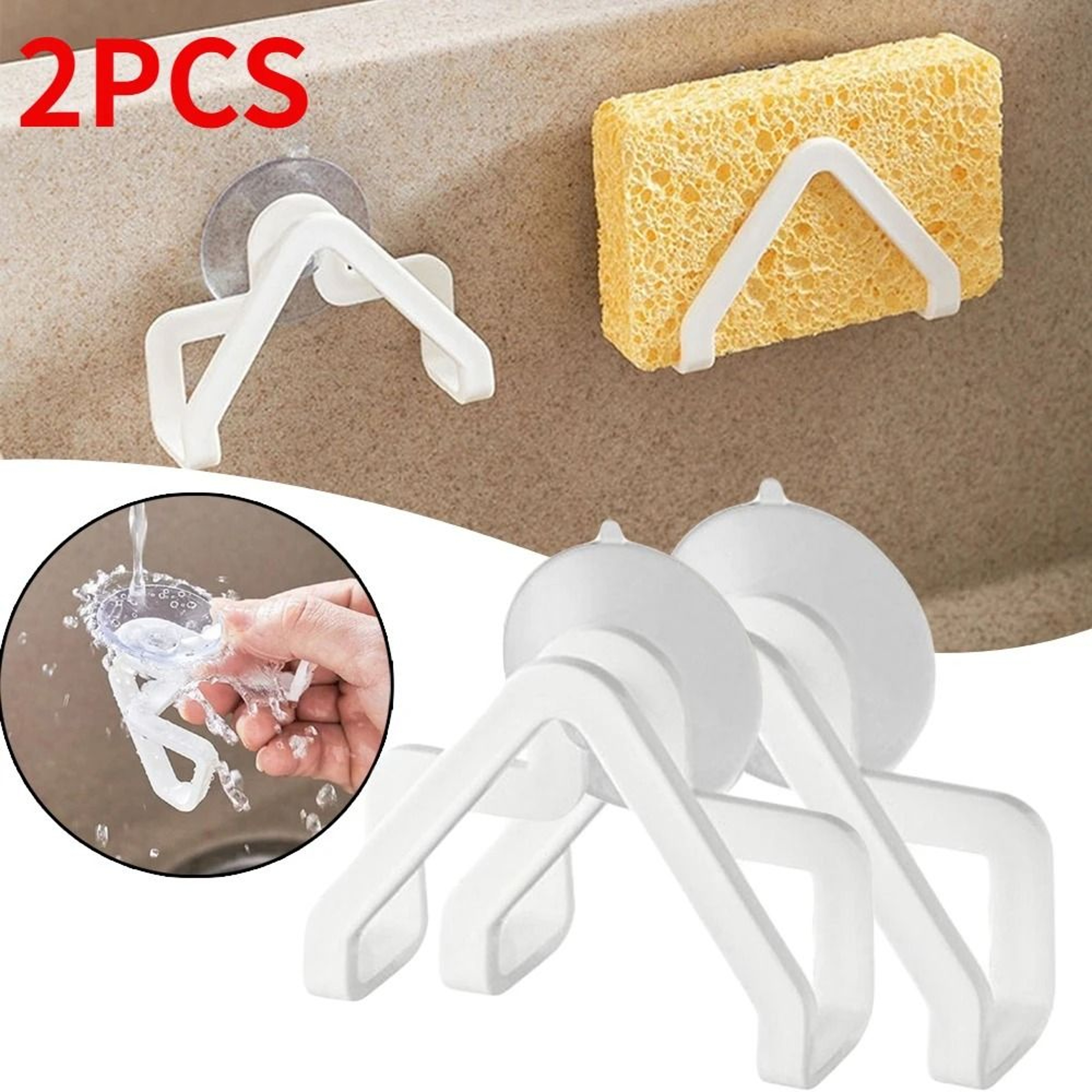 2 Piece Sponge Holder Set Self Draining Sink Rack Organizer For Kitchen Bathroom Sponge Soap And Sc 0