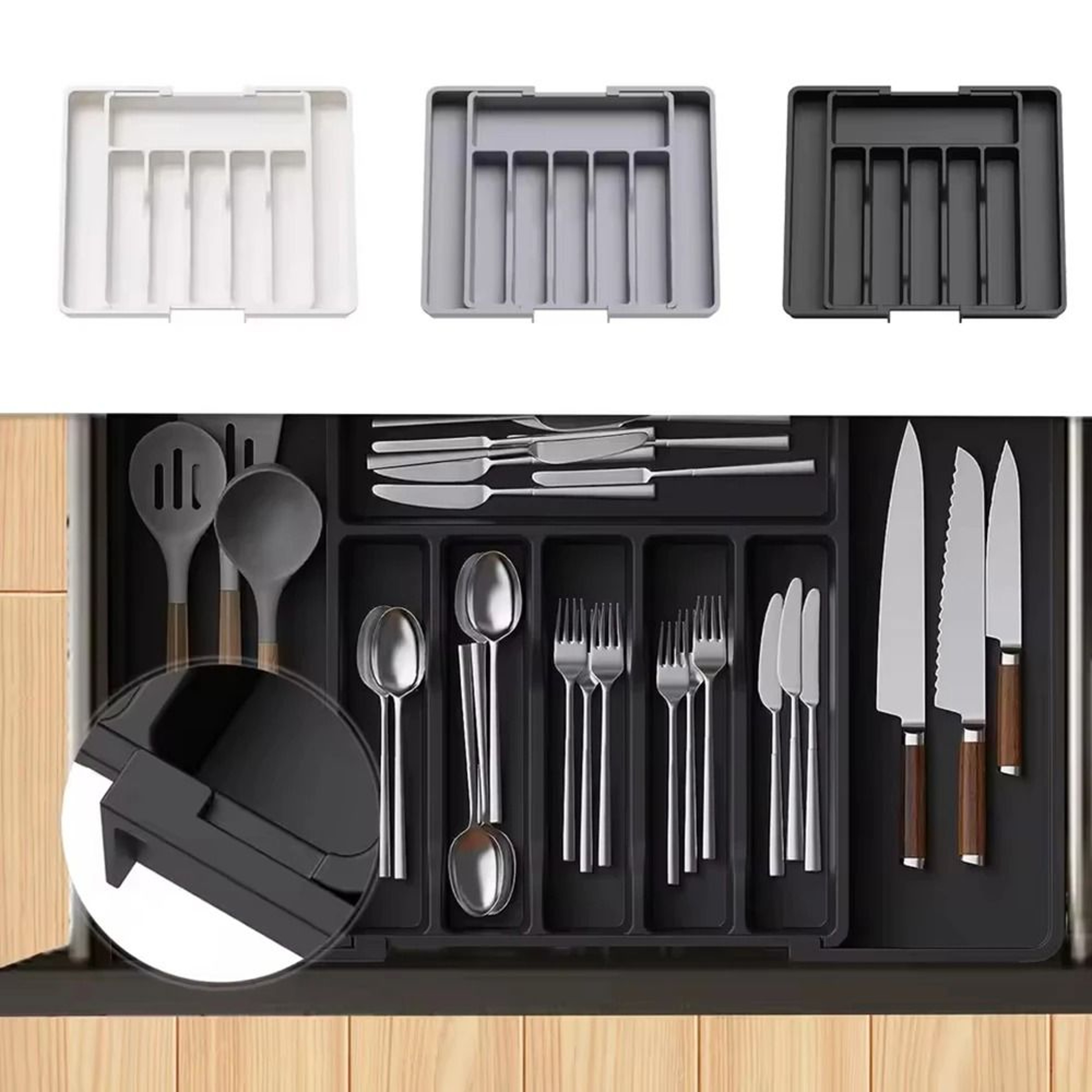 Expandable Cutlery Organizer Tray For Kitchen Drawers 2
