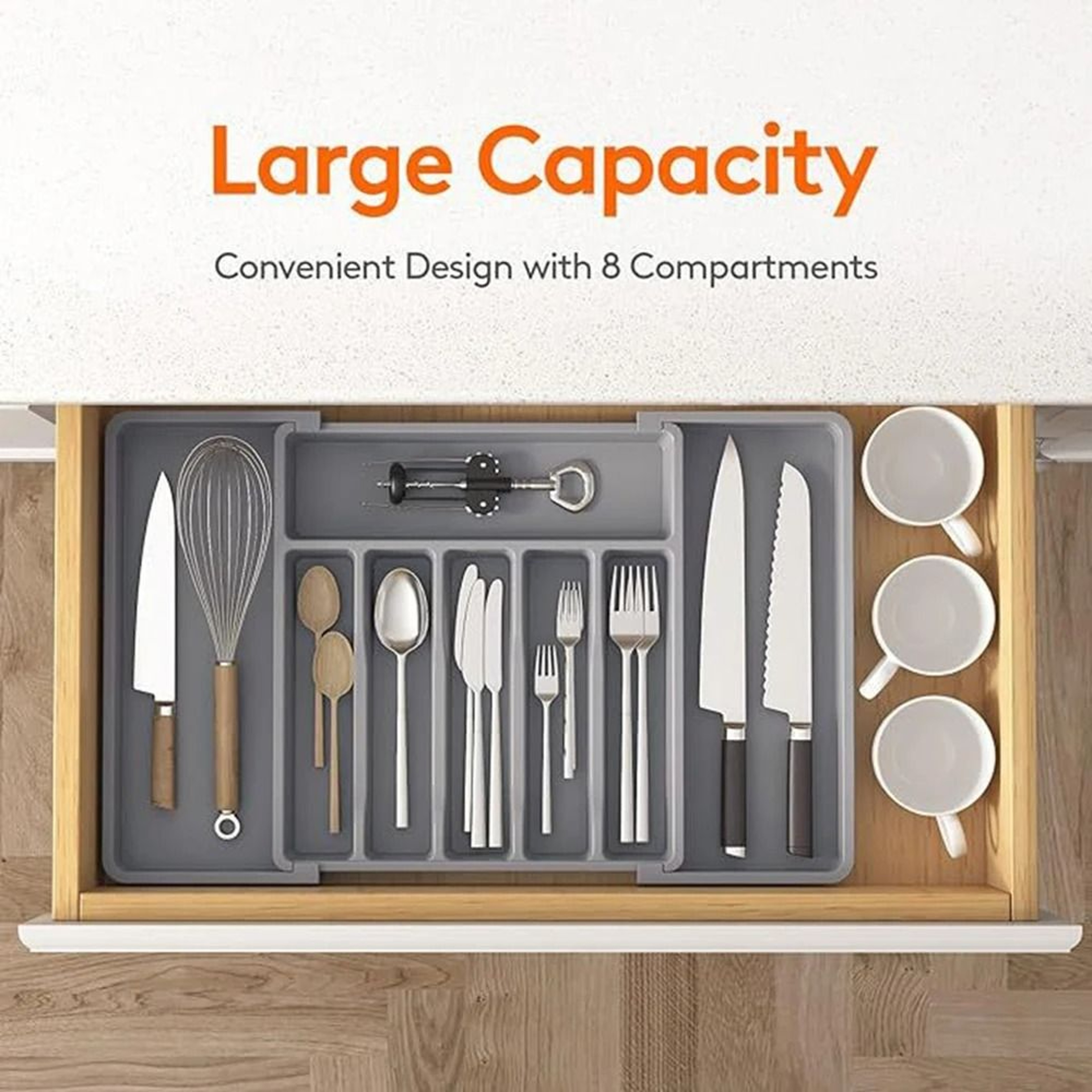 Expandable Cutlery Organizer Tray For Kitchen Drawers 6