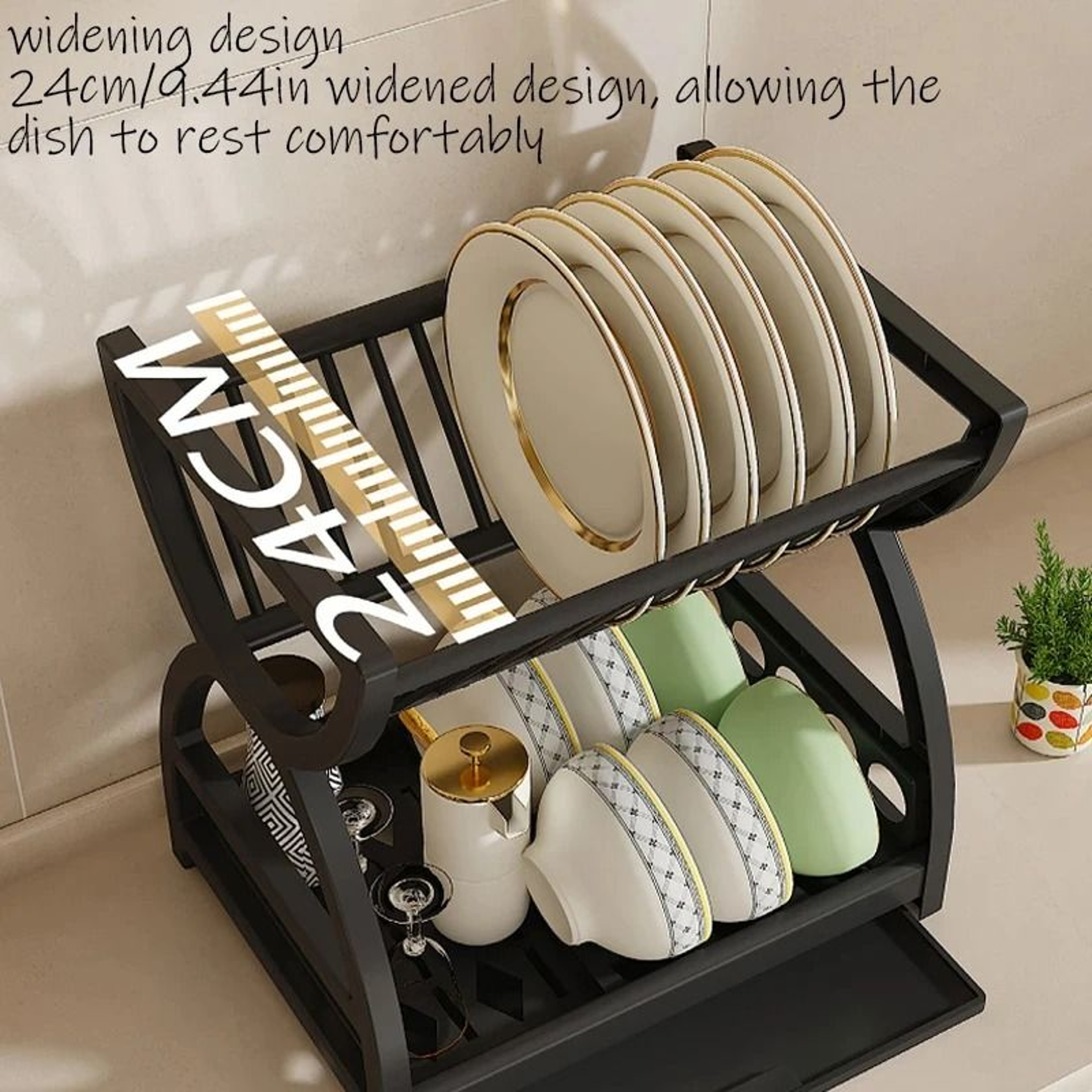MultiTier Dish Drying Rack With Utensil Holder 3
