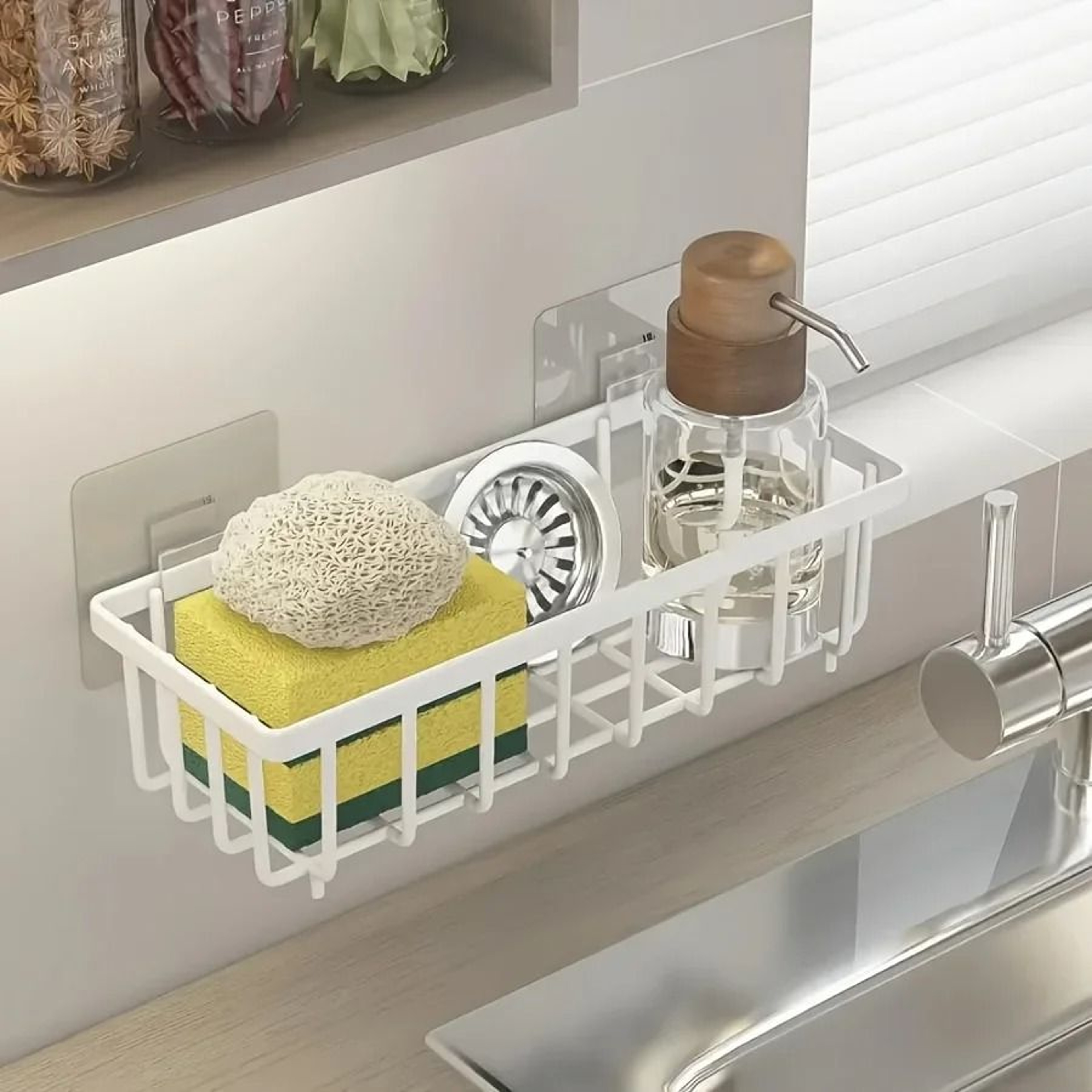 No Drill Kitchen Sink Organizer Sponge And Towel Storage Rack 2