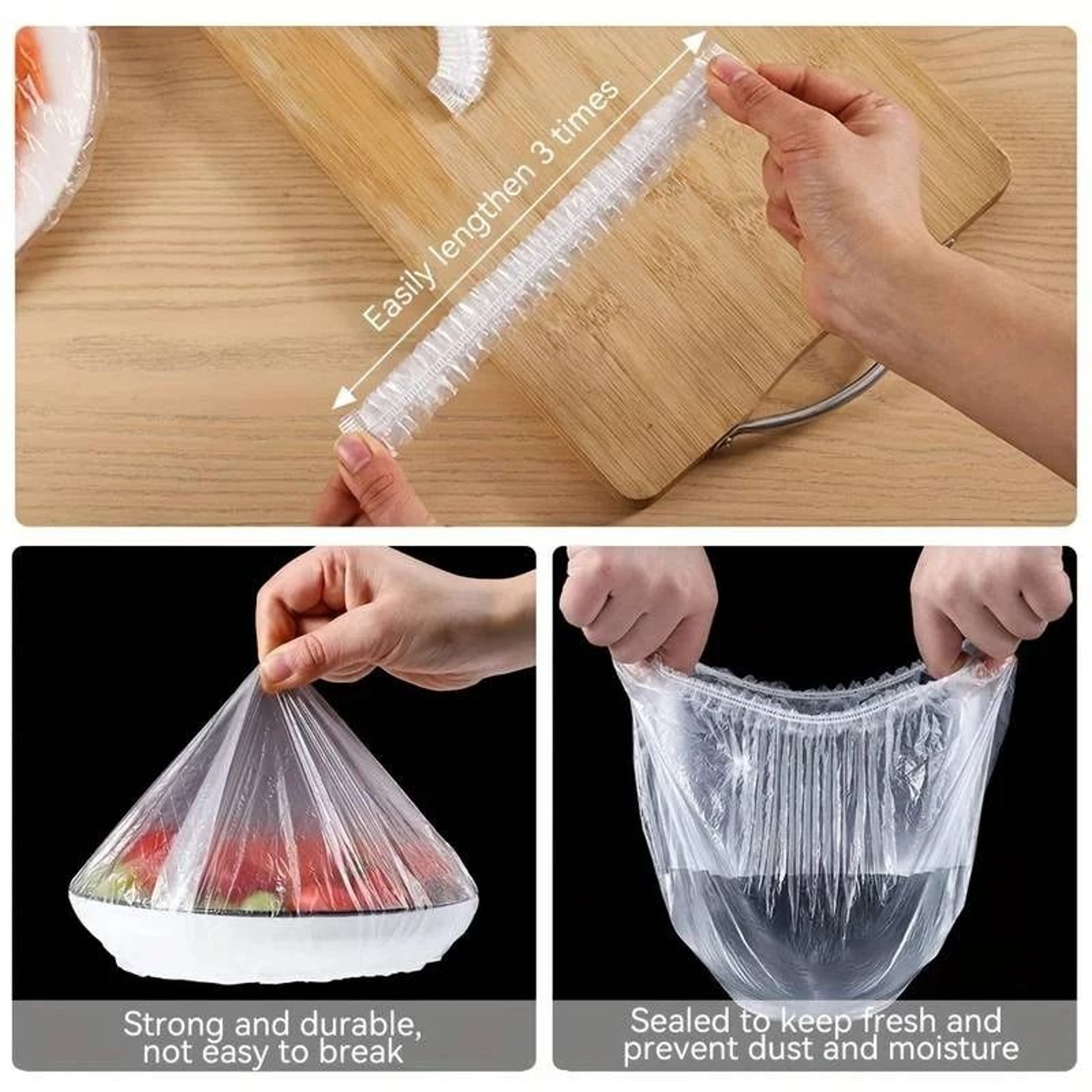 100 Piece Reusable Food Storage Covers Elastic Fresh Keeping Bowl Wraps 3