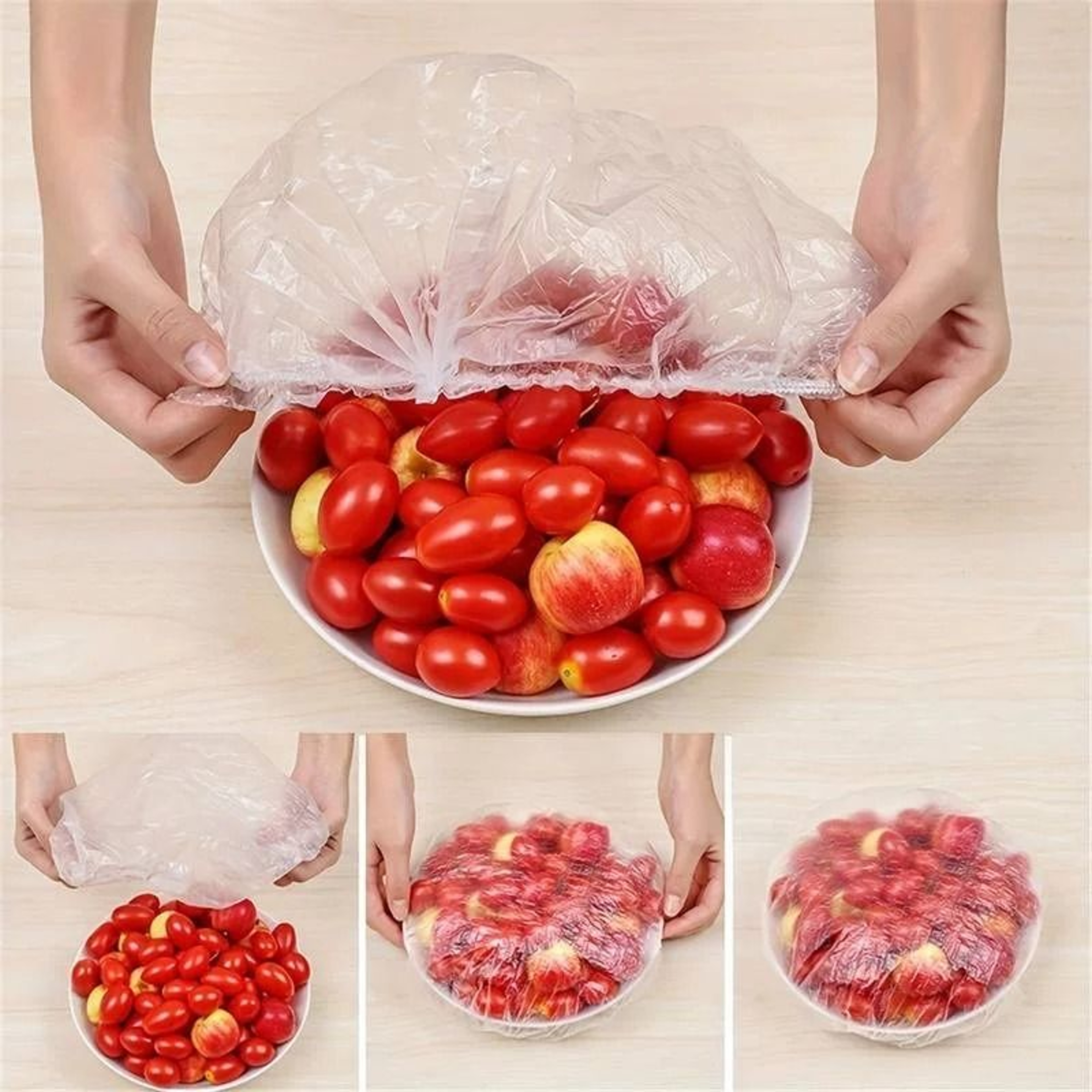 100 Piece Reusable Food Storage Covers Elastic Fresh Keeping Bowl Wraps 5