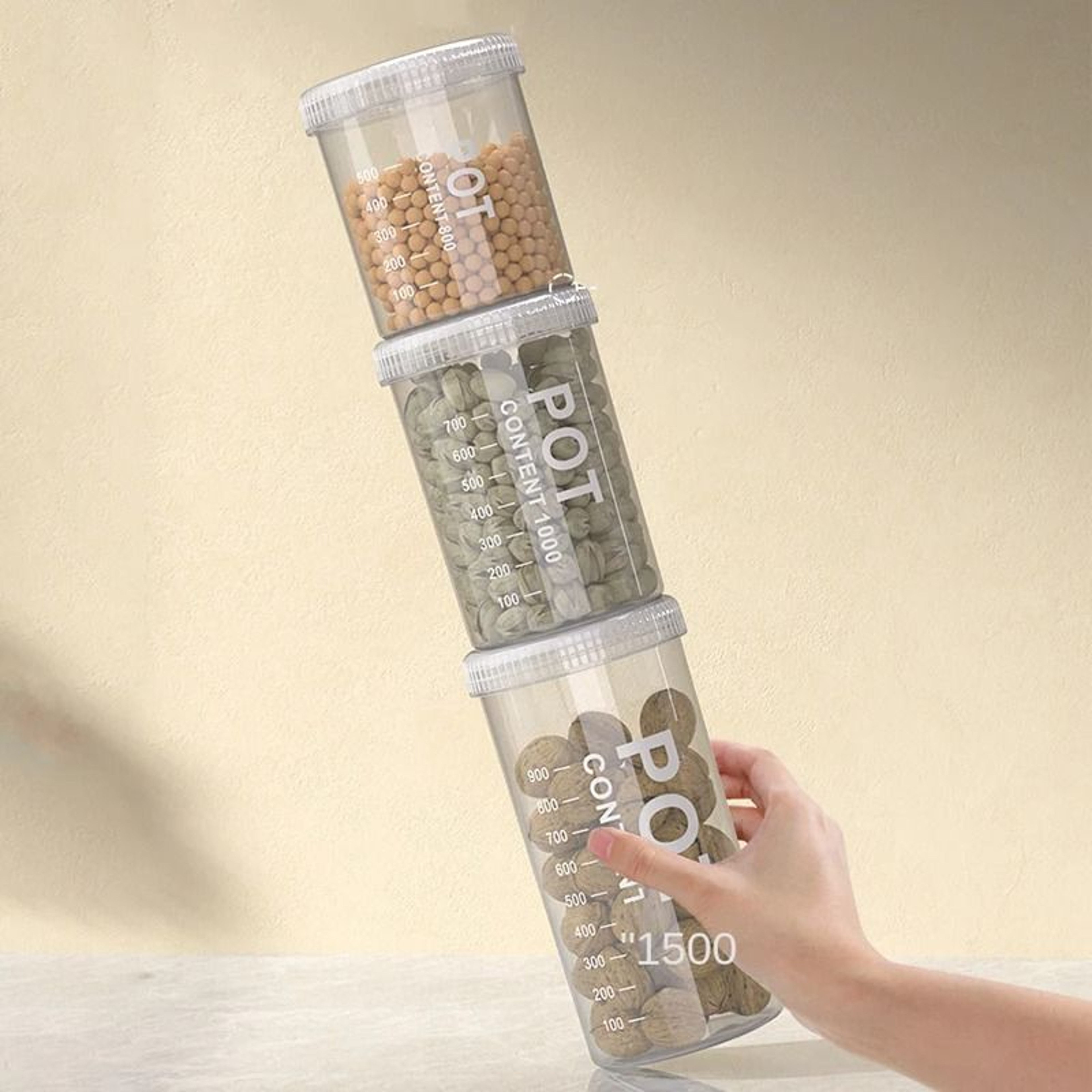 Airtight Grain Storage Containers With Date Tracker Freshness Jars Set 3