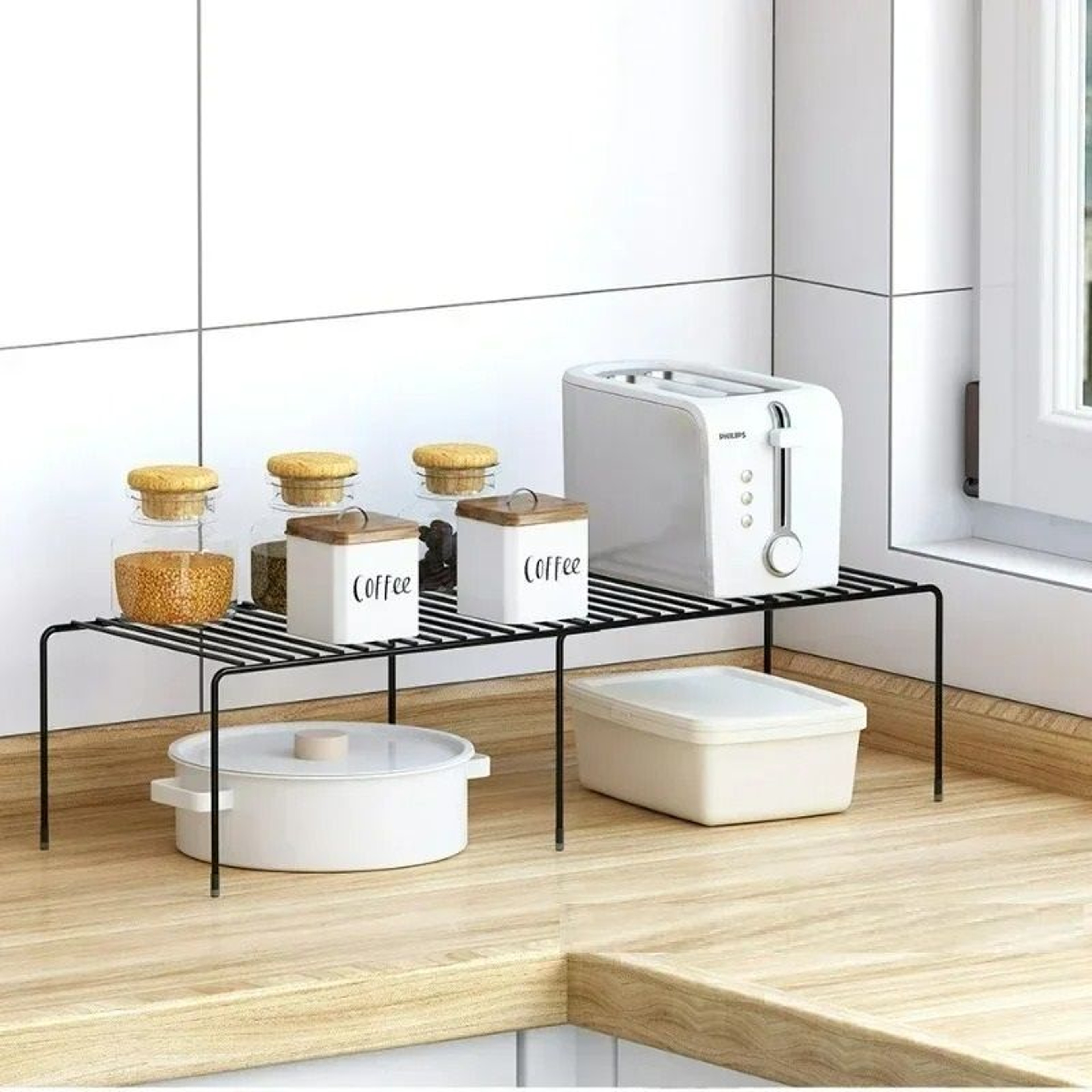 Adjustable Under Sink Storage Shelf Expandable Kitchen Organizer Rack 0