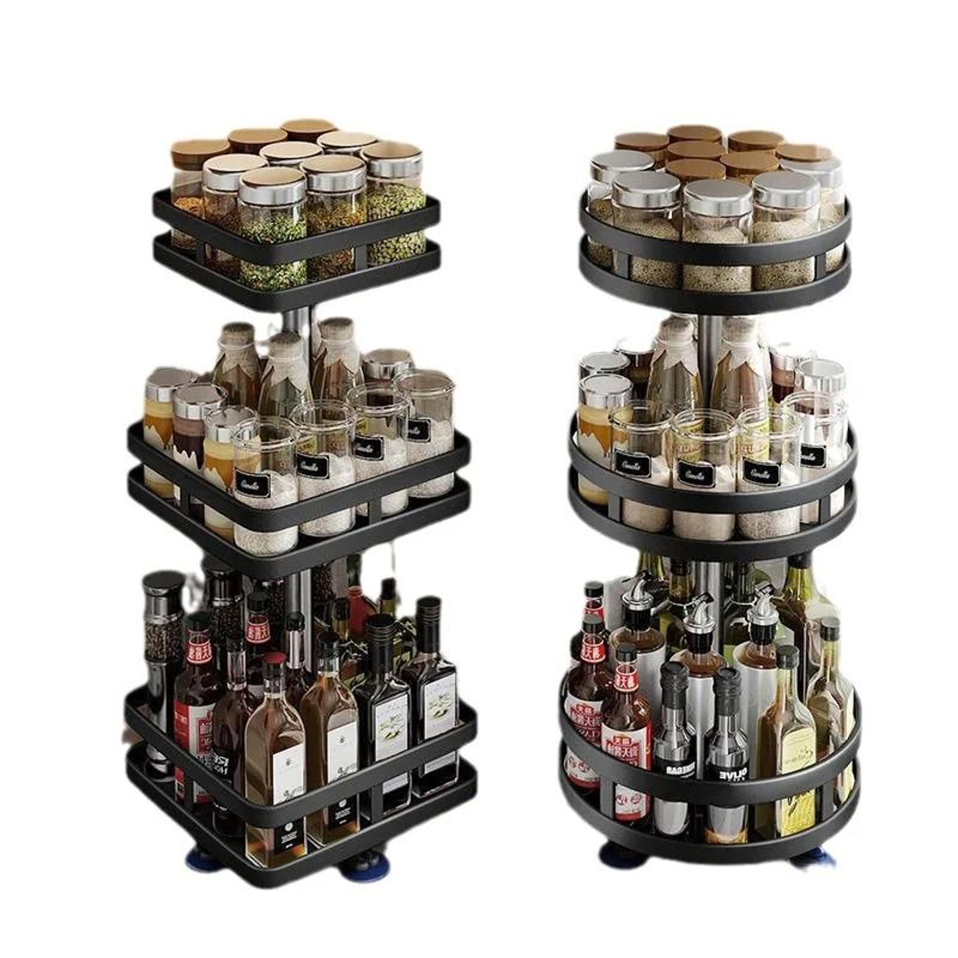 360 Degree Rotating Spice Organizer Turntable Kitchen Storage Rack 4