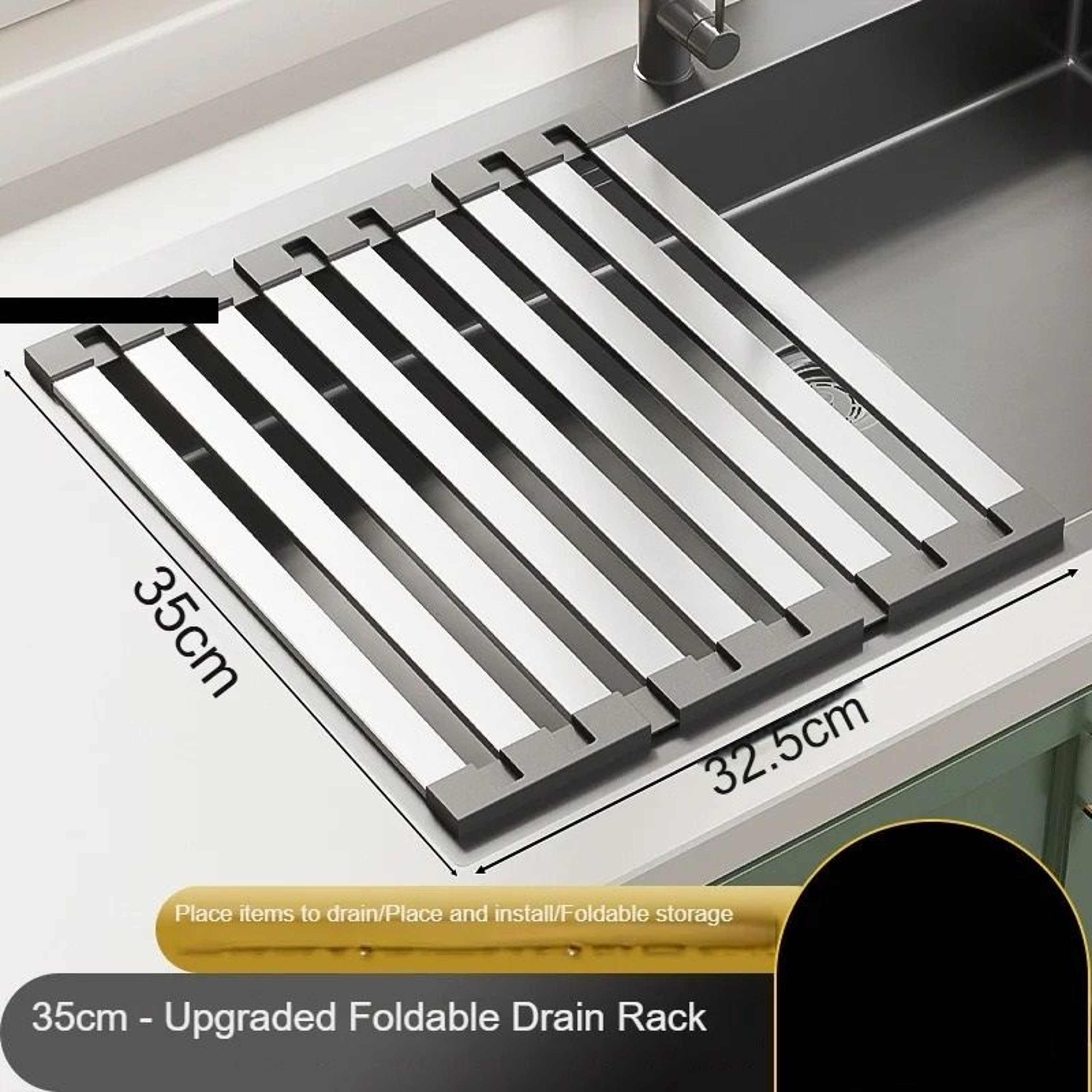 304 Stainless Steel Roll Up Dish Drying Rack Foldable Sink Drainer 6