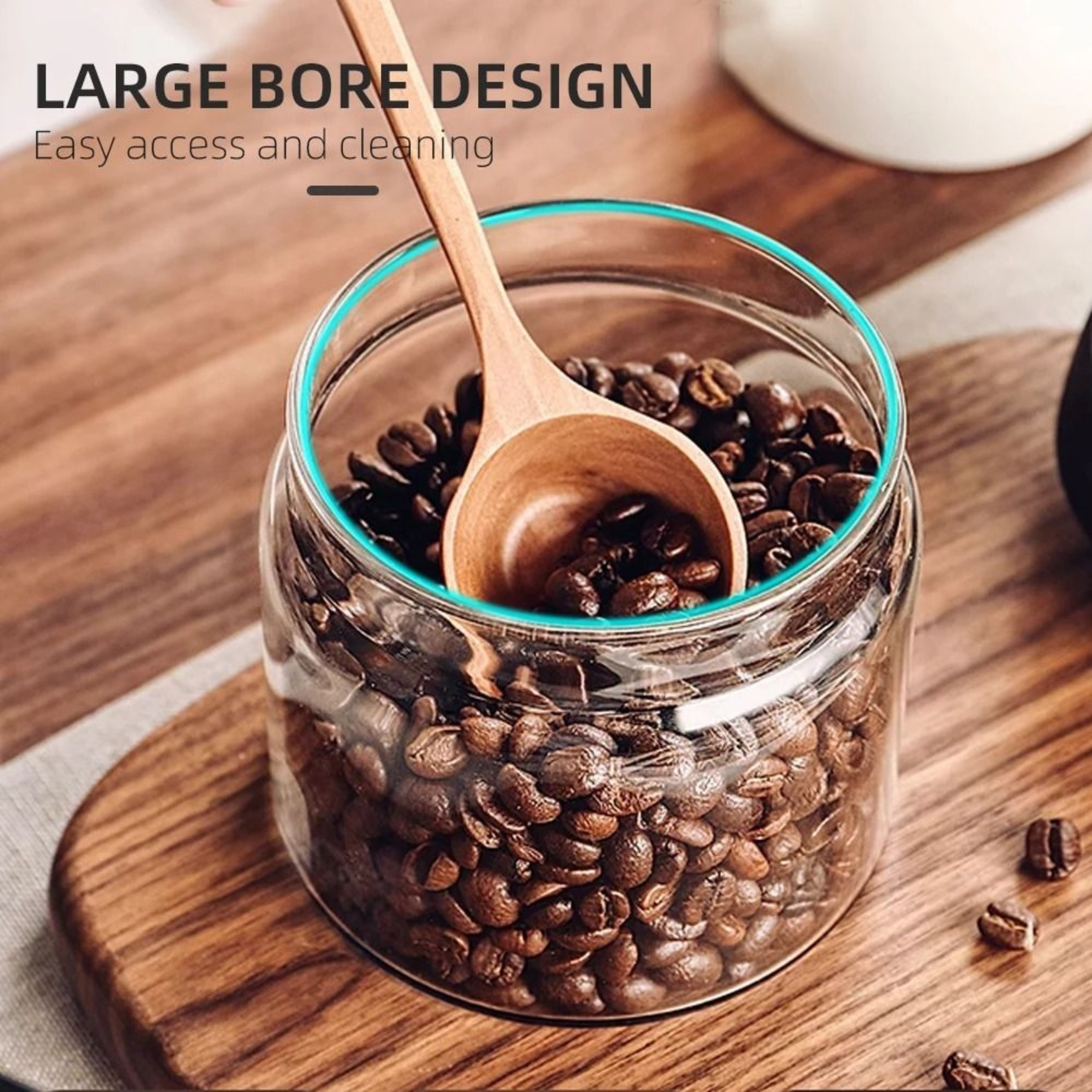 Vacuum Sealed Glass Storage Jar For Coffee Beans Tea And Dry Foods 3