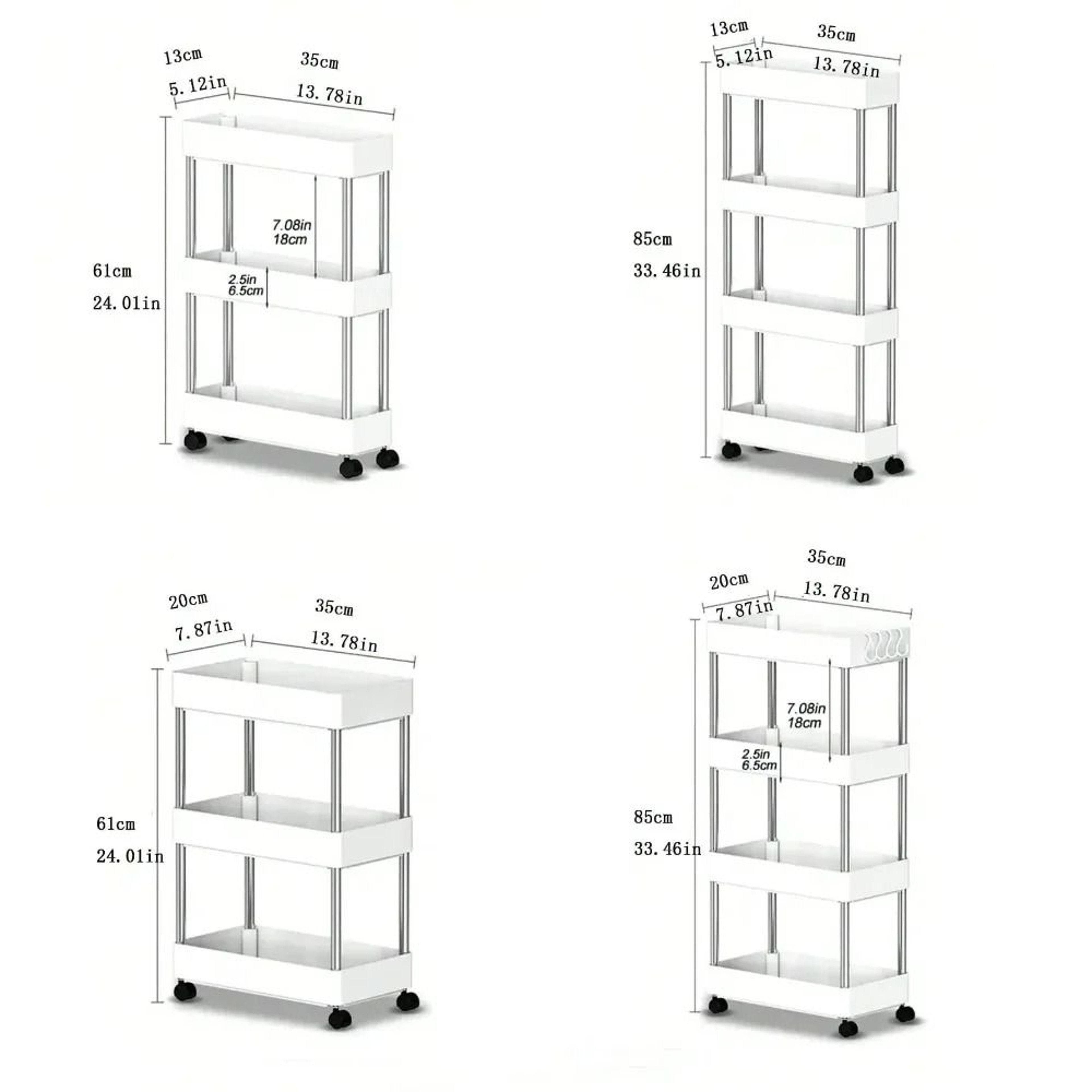 Slim Rolling Storage Cart 34 Tier Movable Gap Organizer Shelf For Kitchen Bathroom And Laundry Room 5