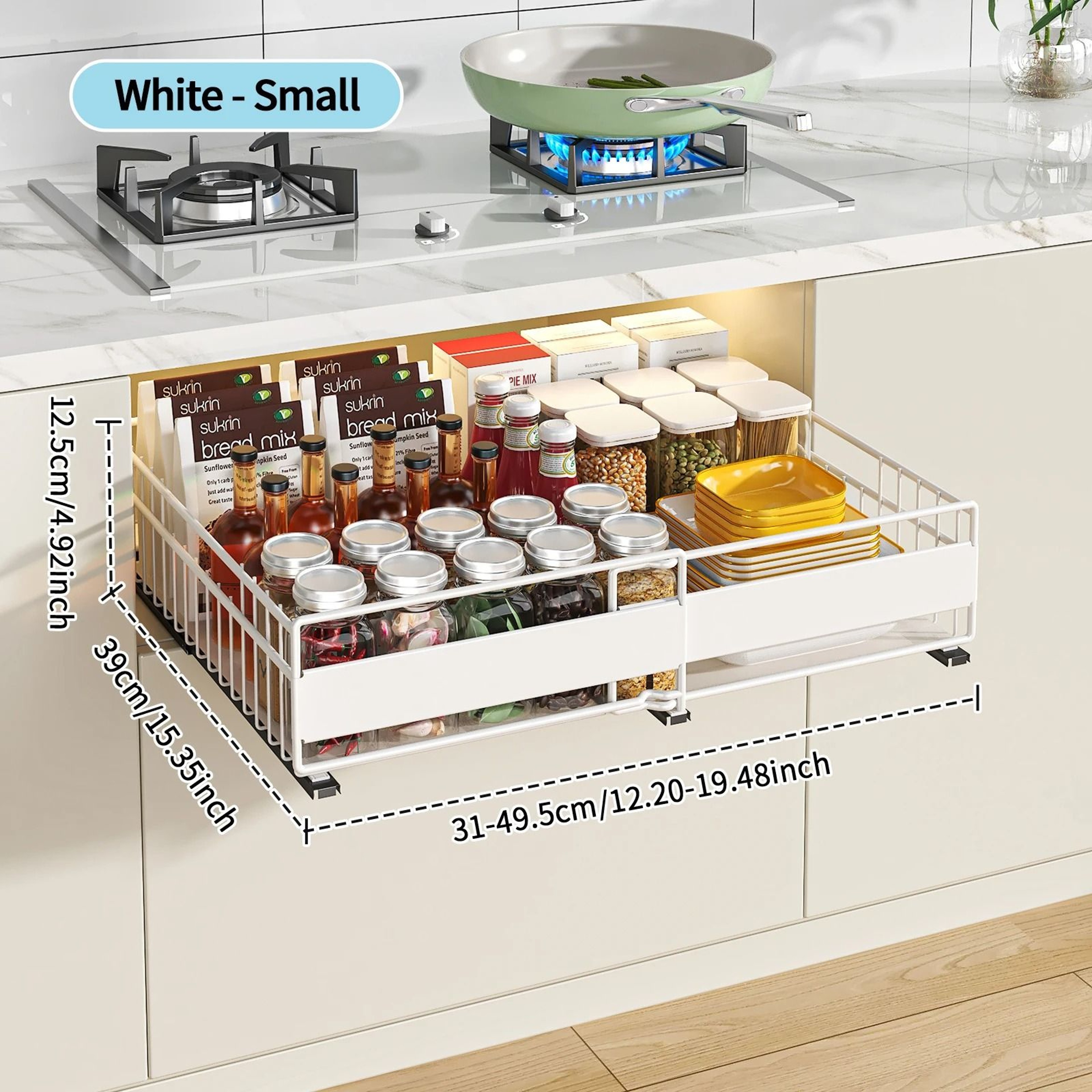 Retractable Under Sink Organizer Pull Out Cabinet Storage Rack For Kitchen  Bathroom 8