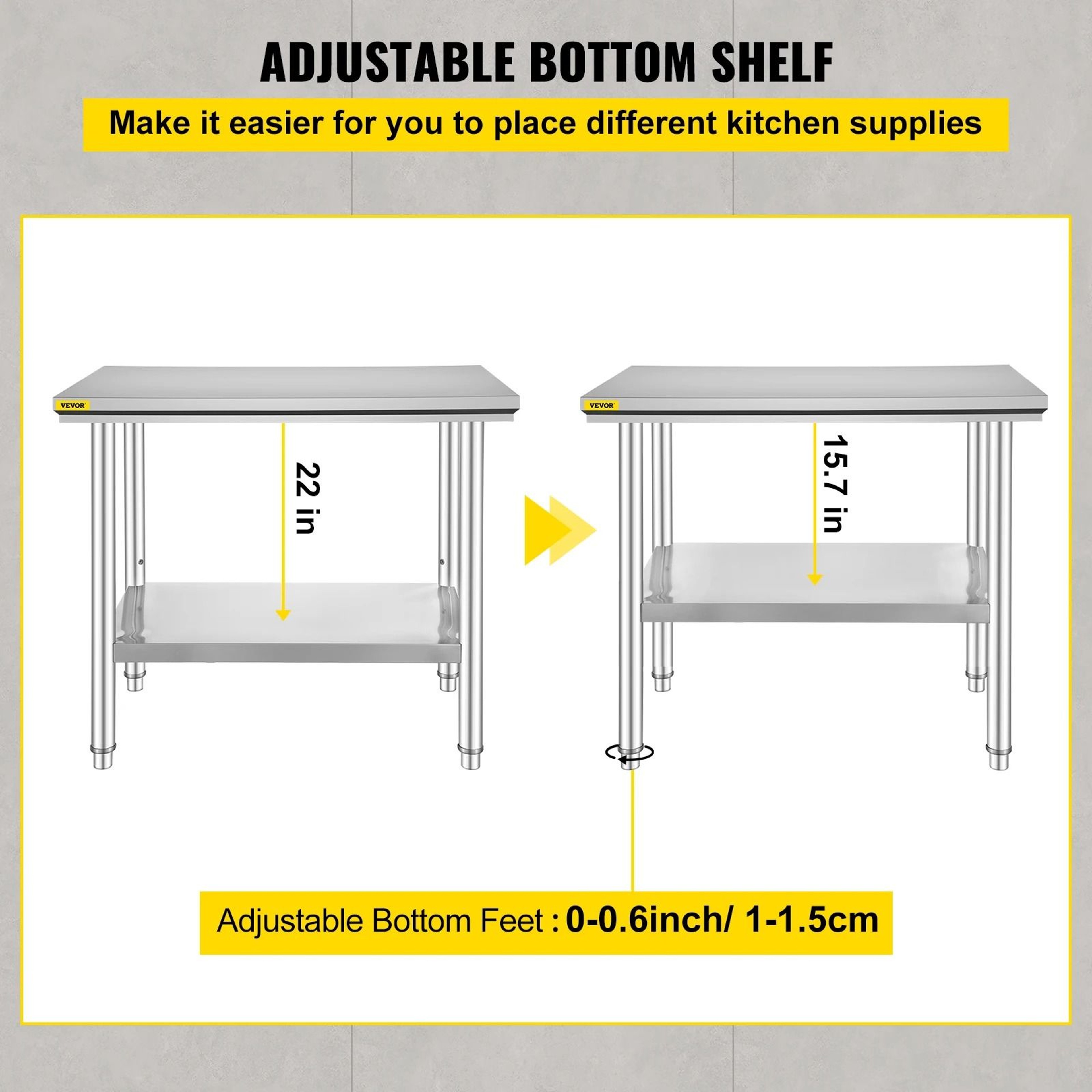 Heavy Duty Stainless Steel Work Table With Undershelf For Kitchen Restaurant  Garage 4