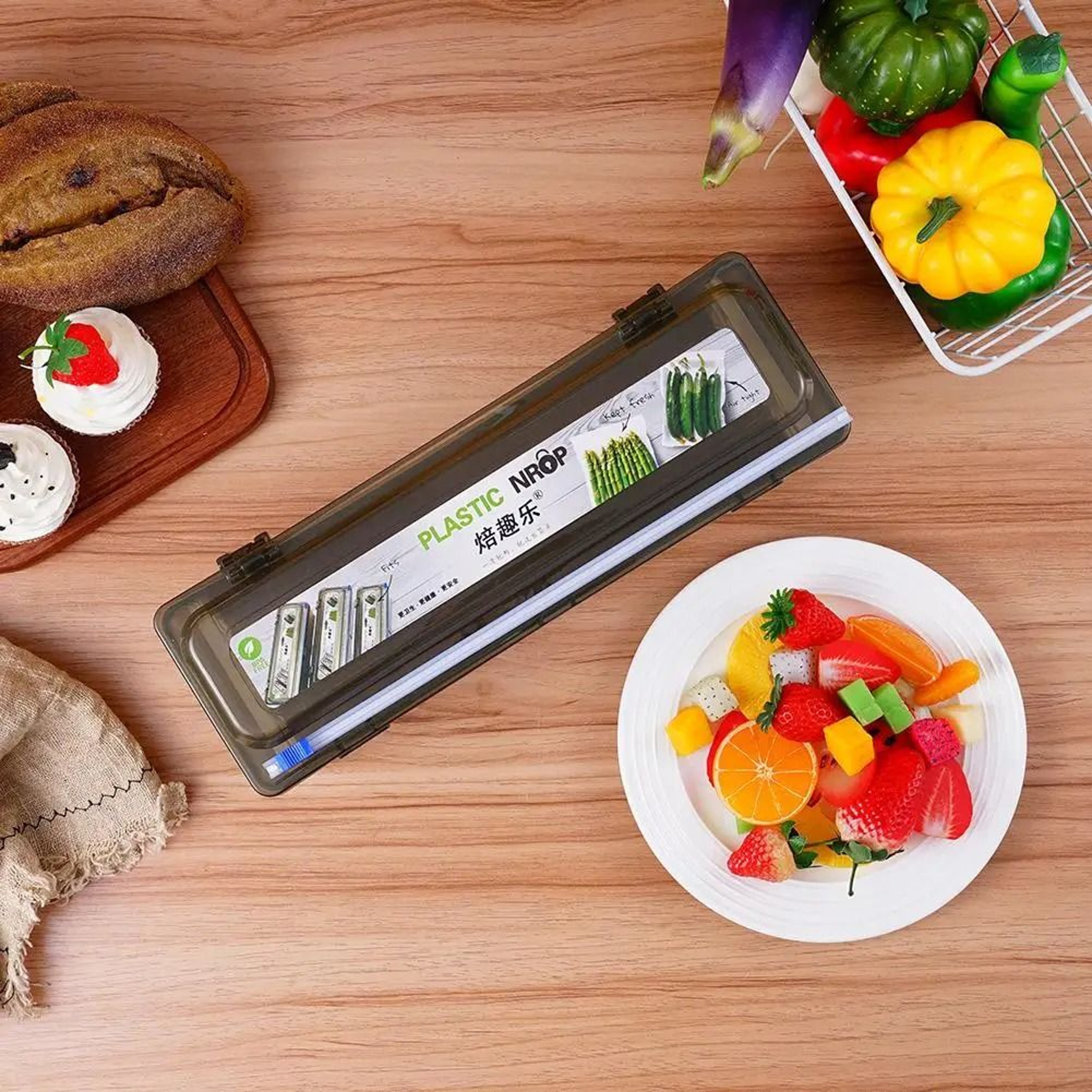 2 In 1 Plastic Wrap Dispenser With Built In Cutter For Foil Cling Film  Food Storage Wrap 2