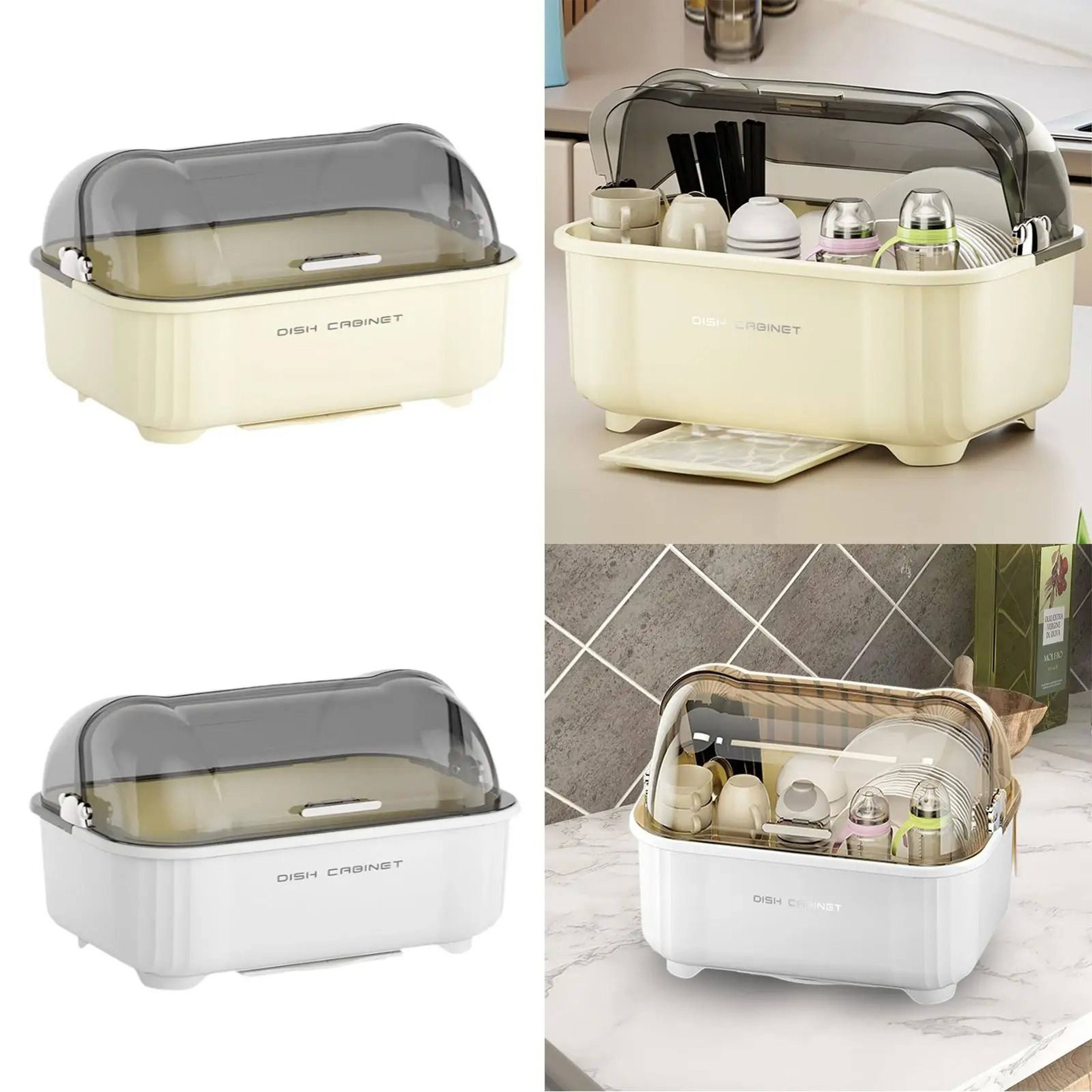 Large Capacity Dish Drying Rack With Cover For Plates Bowls Cups  Utensils 0