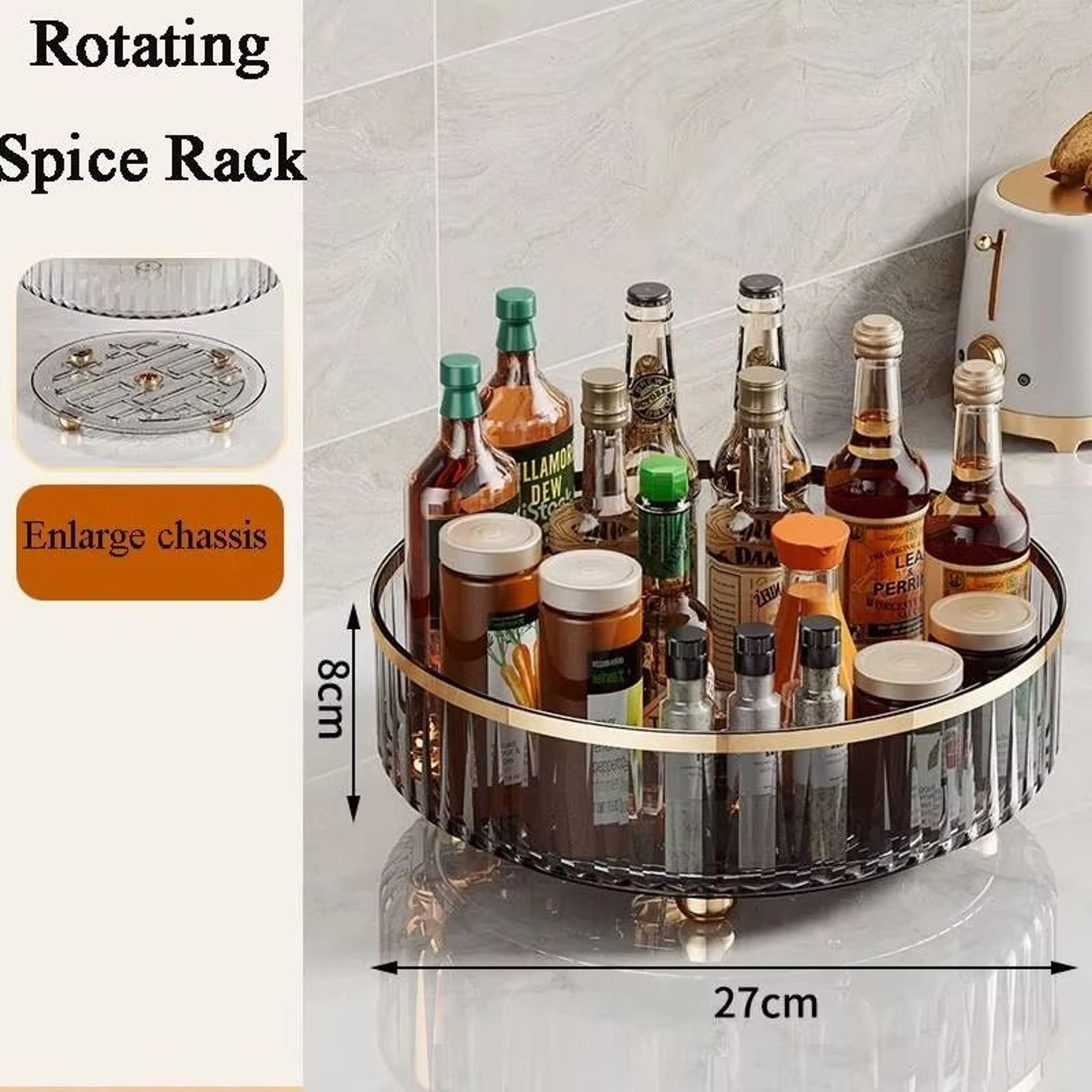 360 Rotating Spice Rack Organizer Turntable For Kitchen Cabinets Countertops  Pantry Storage 0