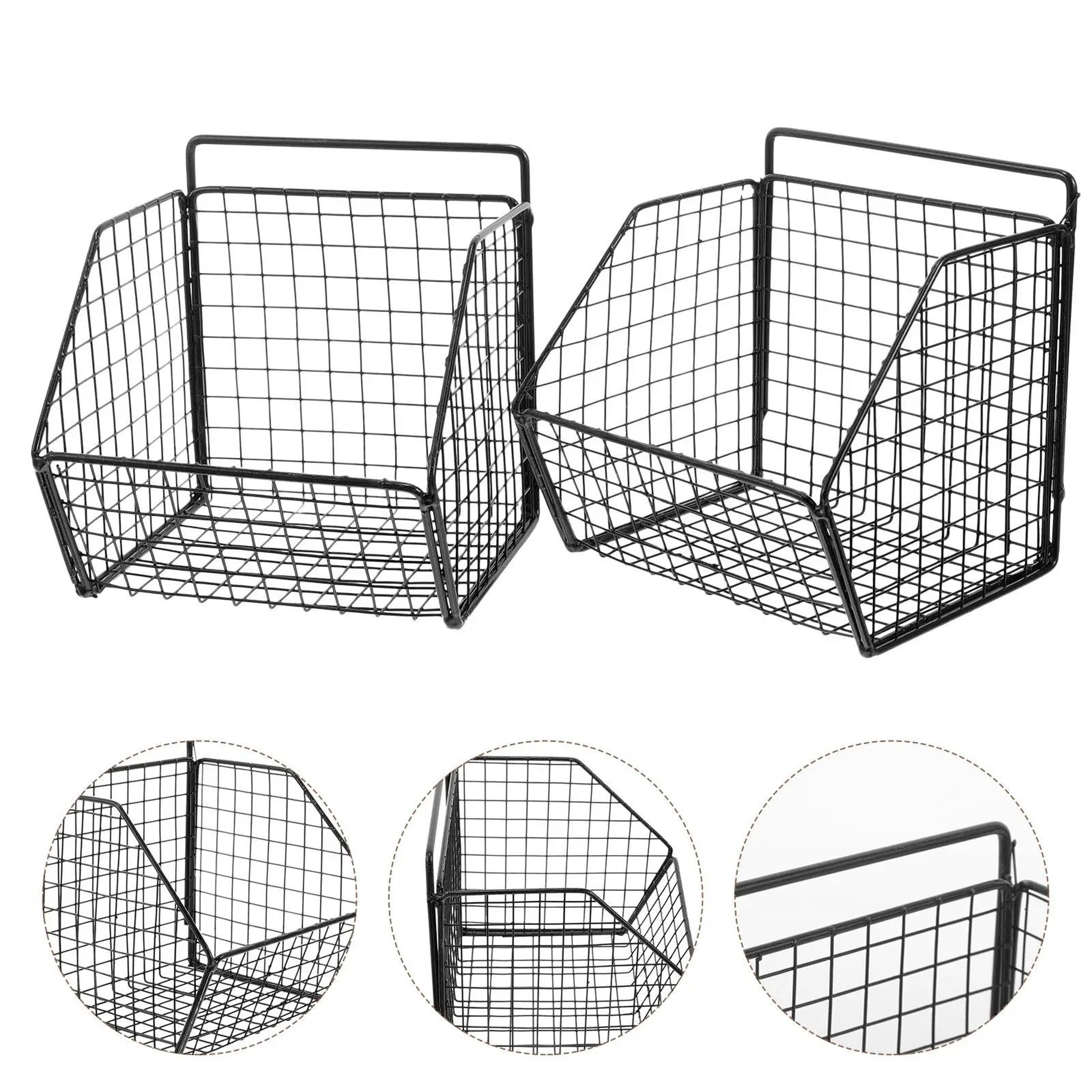 Wall Mounted Double Layer Vegetable Storage Basket Rack For Kitchen Organization 4