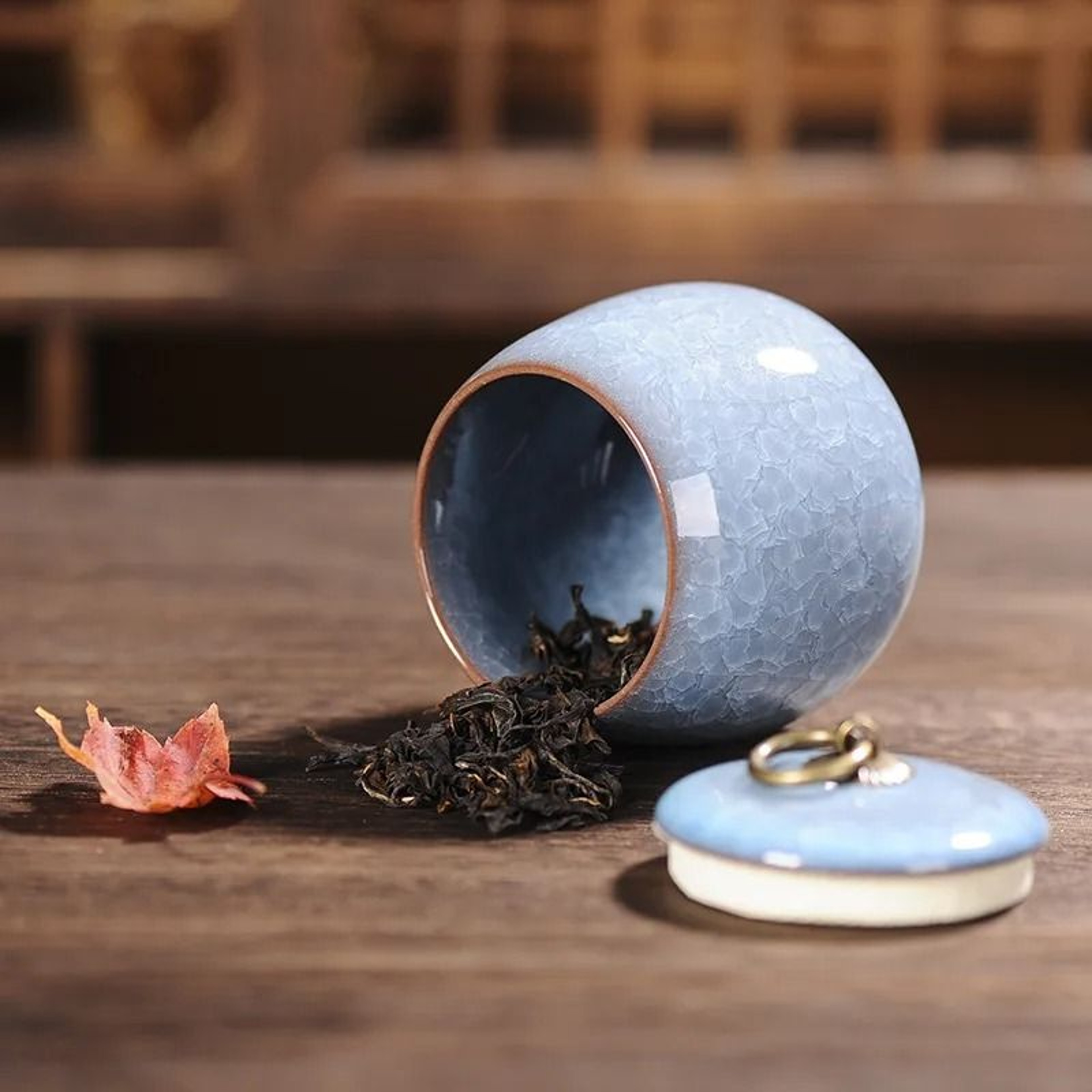 Decorative Ceramic Storage Jar With Lid For Tea Coffee Sugar  Kitchen Essentials 1