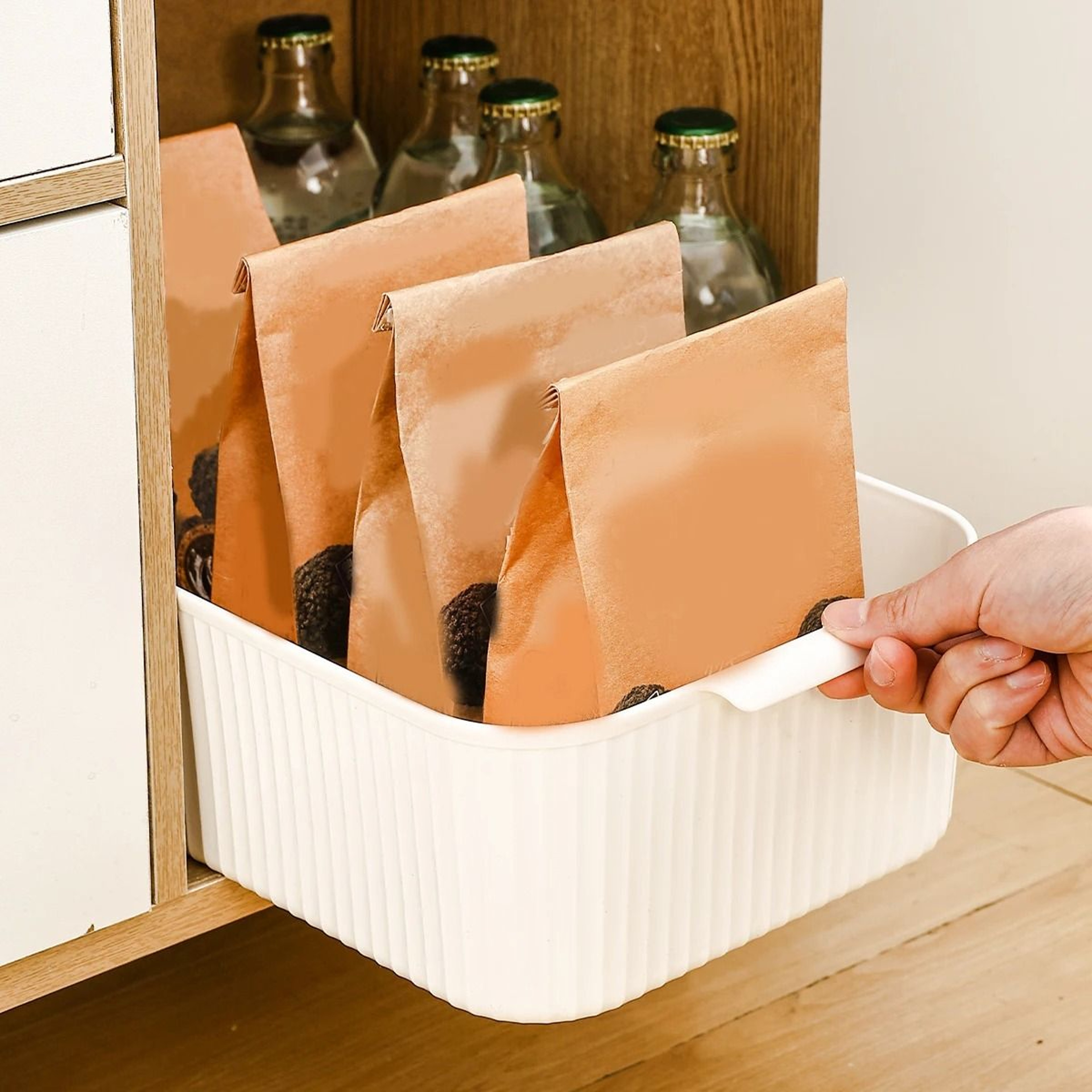 Plastic Cabinet Storage Basket Kitchen Organizer Bin For Pantry And Countertop 1