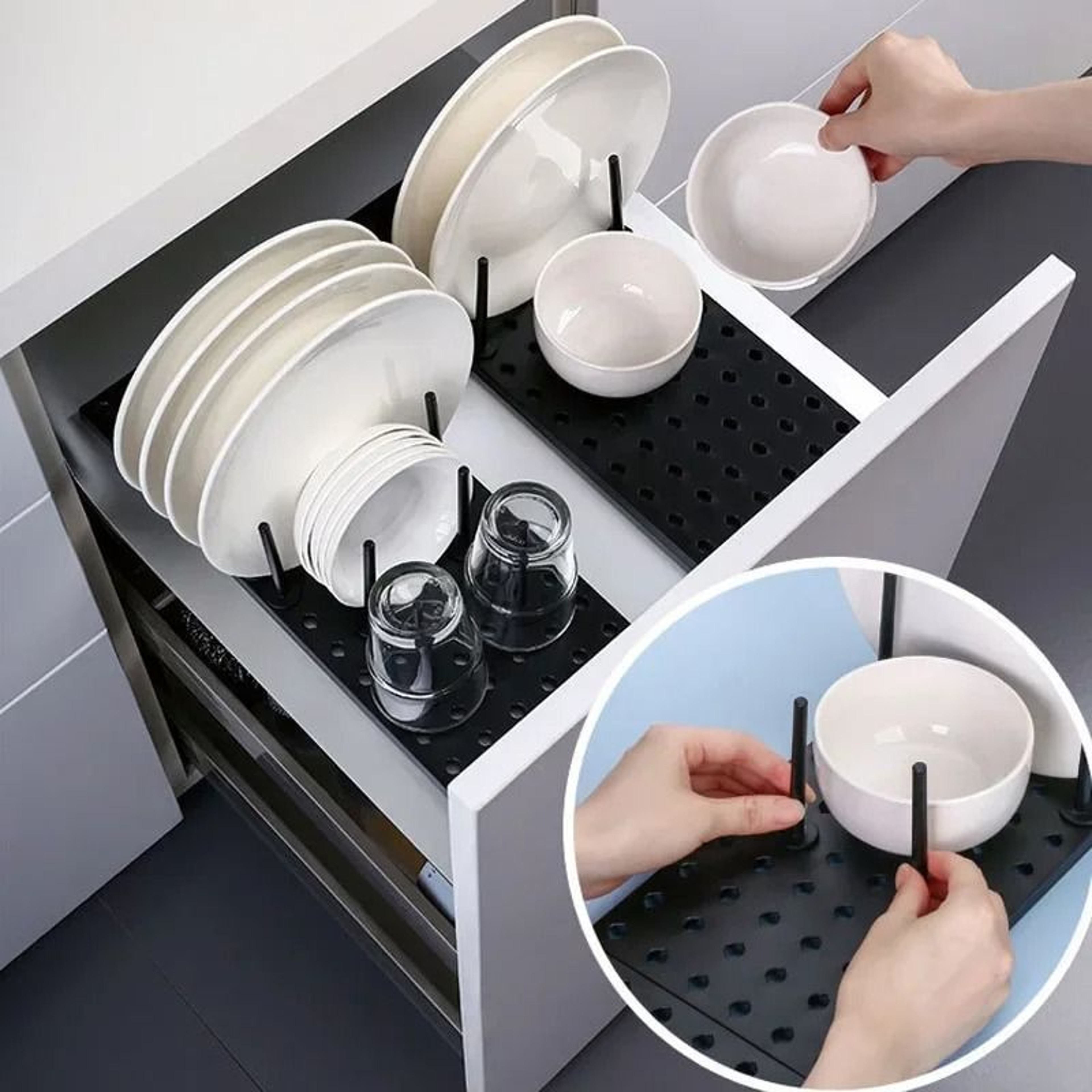 Expandable Dish And Pot Lid Organizer Adjustable Kitchen Cabinet Storage Rack 2