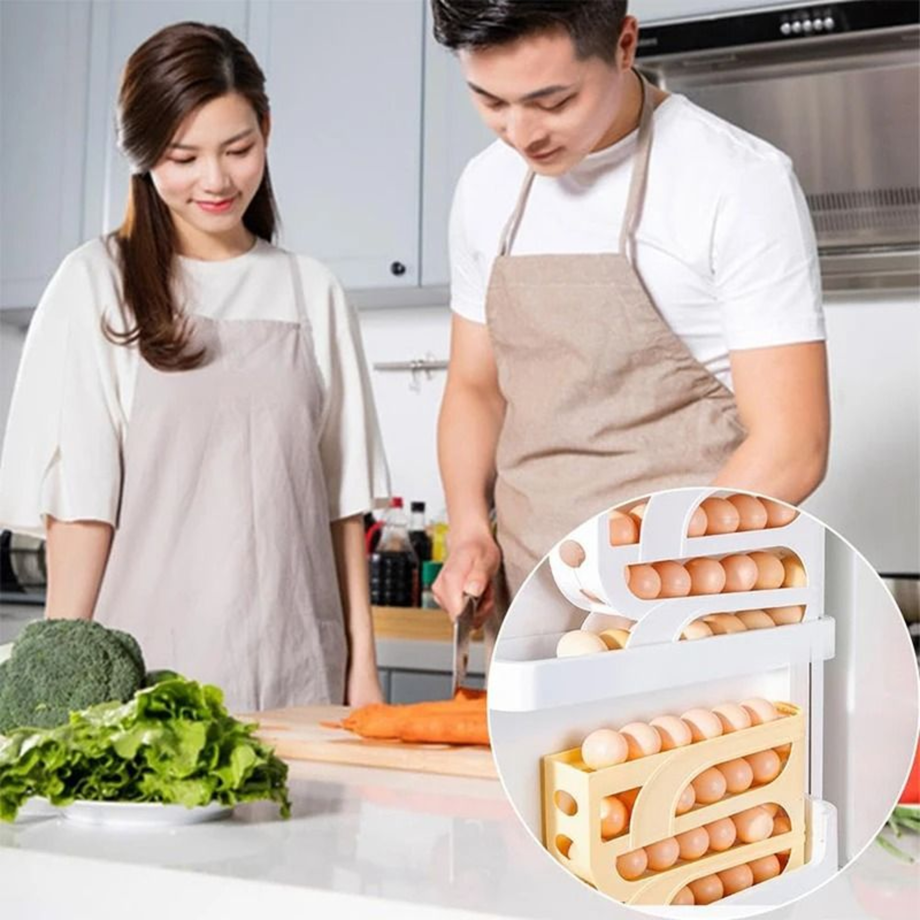 3 Tier Rolling Egg Storage Organizer For Refrigerator Holds Up To 30 Eggs 0