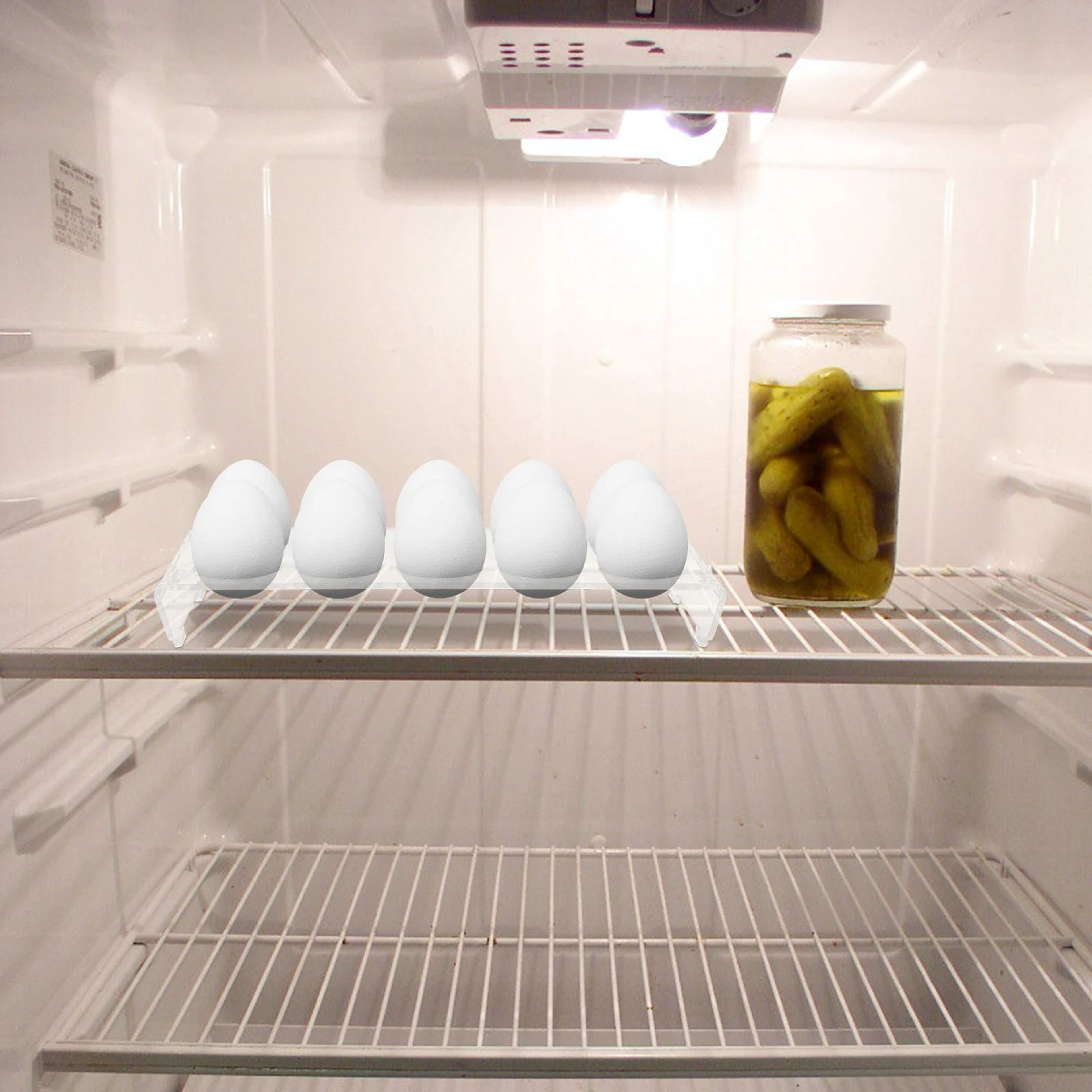Clear Acrylic Refrigerator Egg Organizer Bin With Automatic Rolling Storage Rack 1