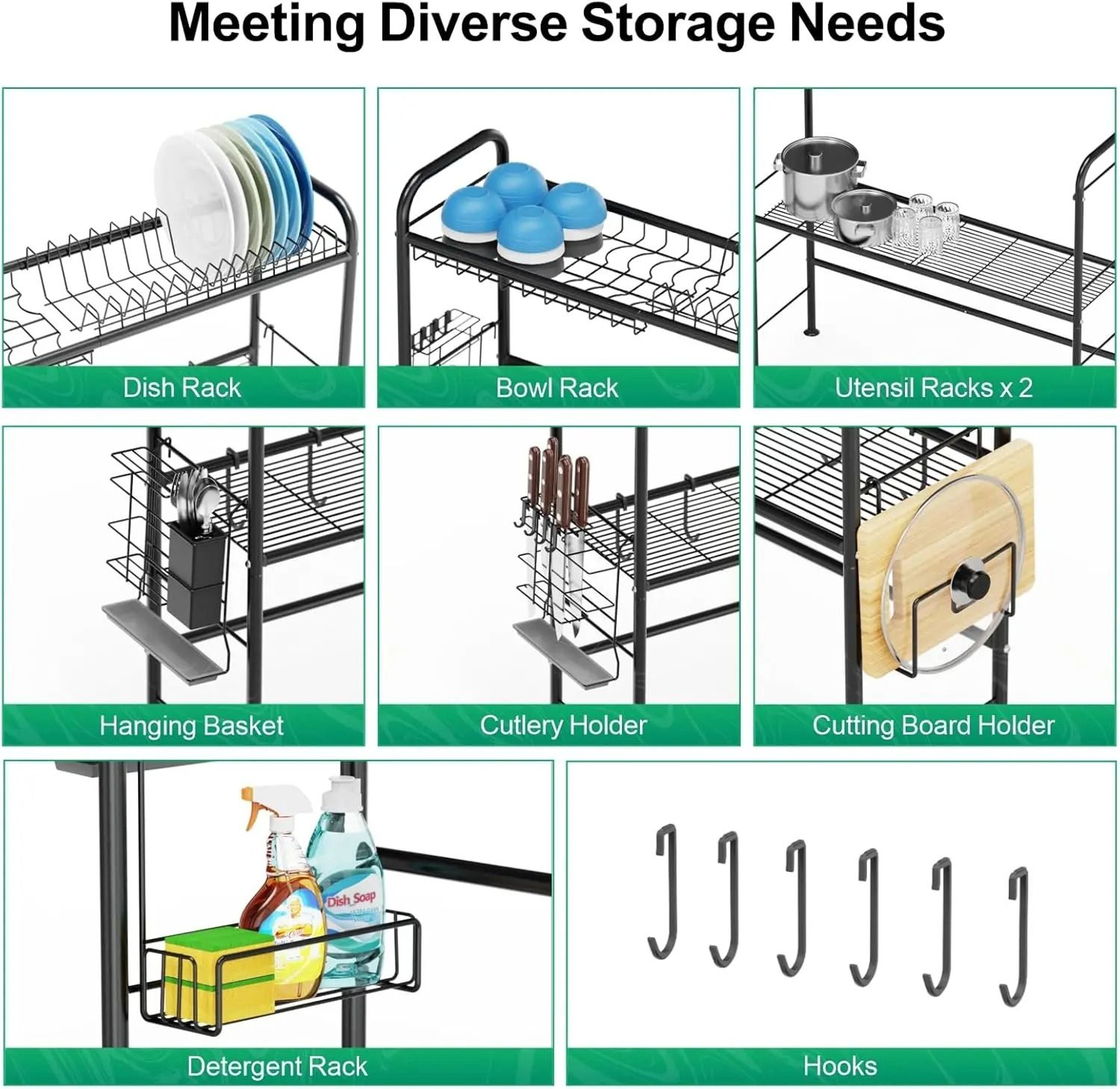 2 Tier Over Sink Dish Drying Rack With Utensil Holder And Rust Resistant Kitchen Organizer 2