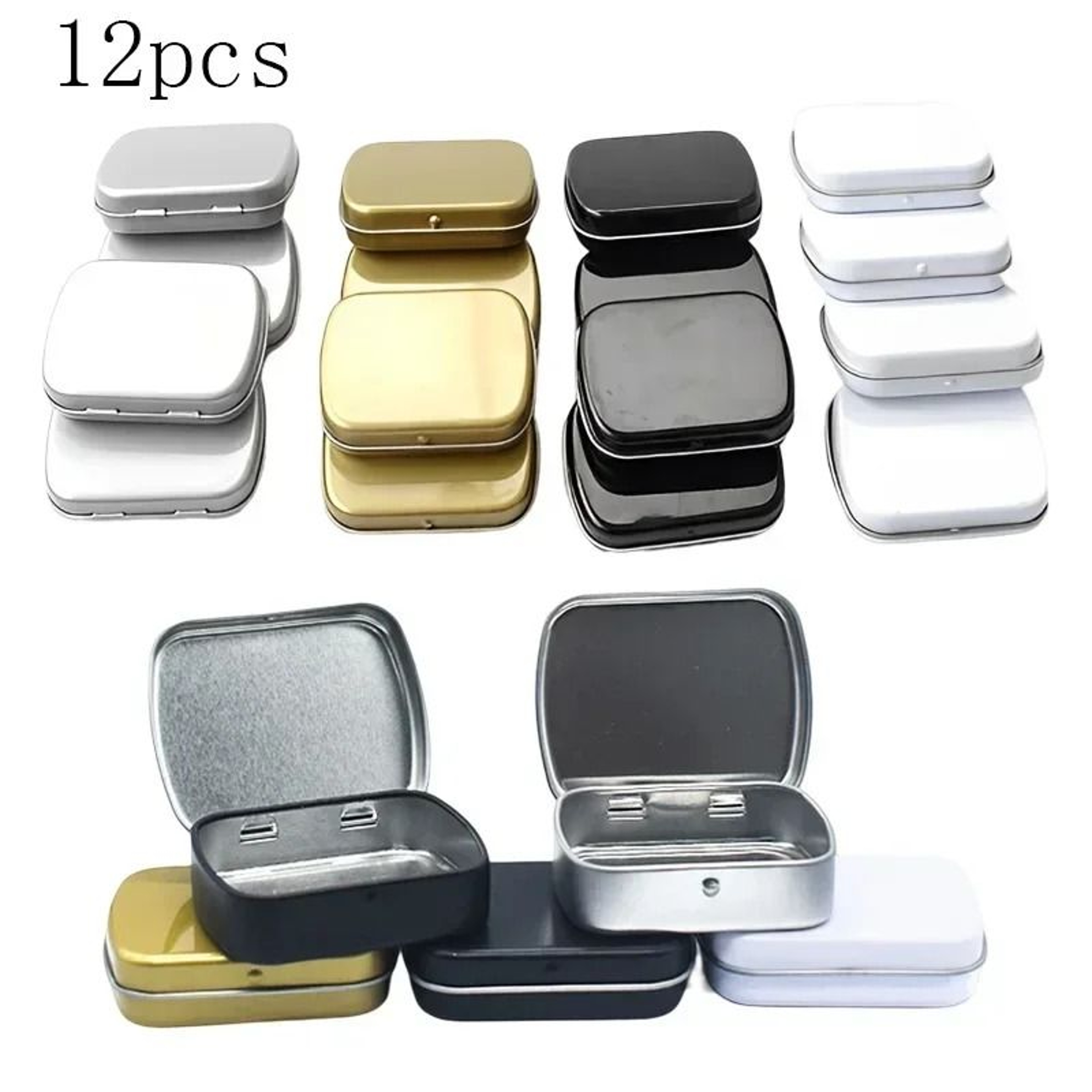 12 Piece Mini Metal Storage Tin Box Set For Jewelry Coins Crafts And Small Accessories 0