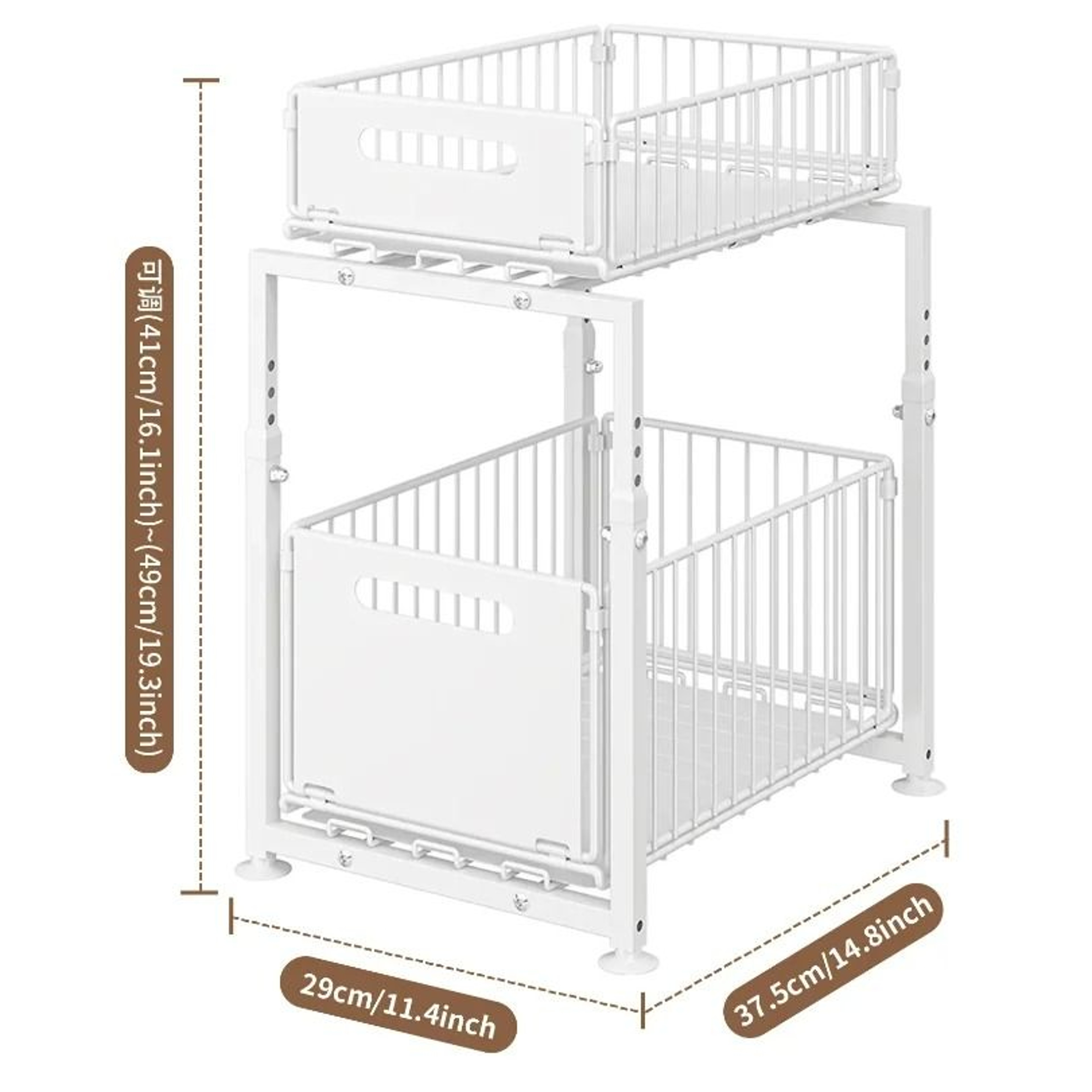 Pull Out Kitchen Sink Storage Rack Double Layer Cabinet Organizer For Spices Bottles And Snacks 5