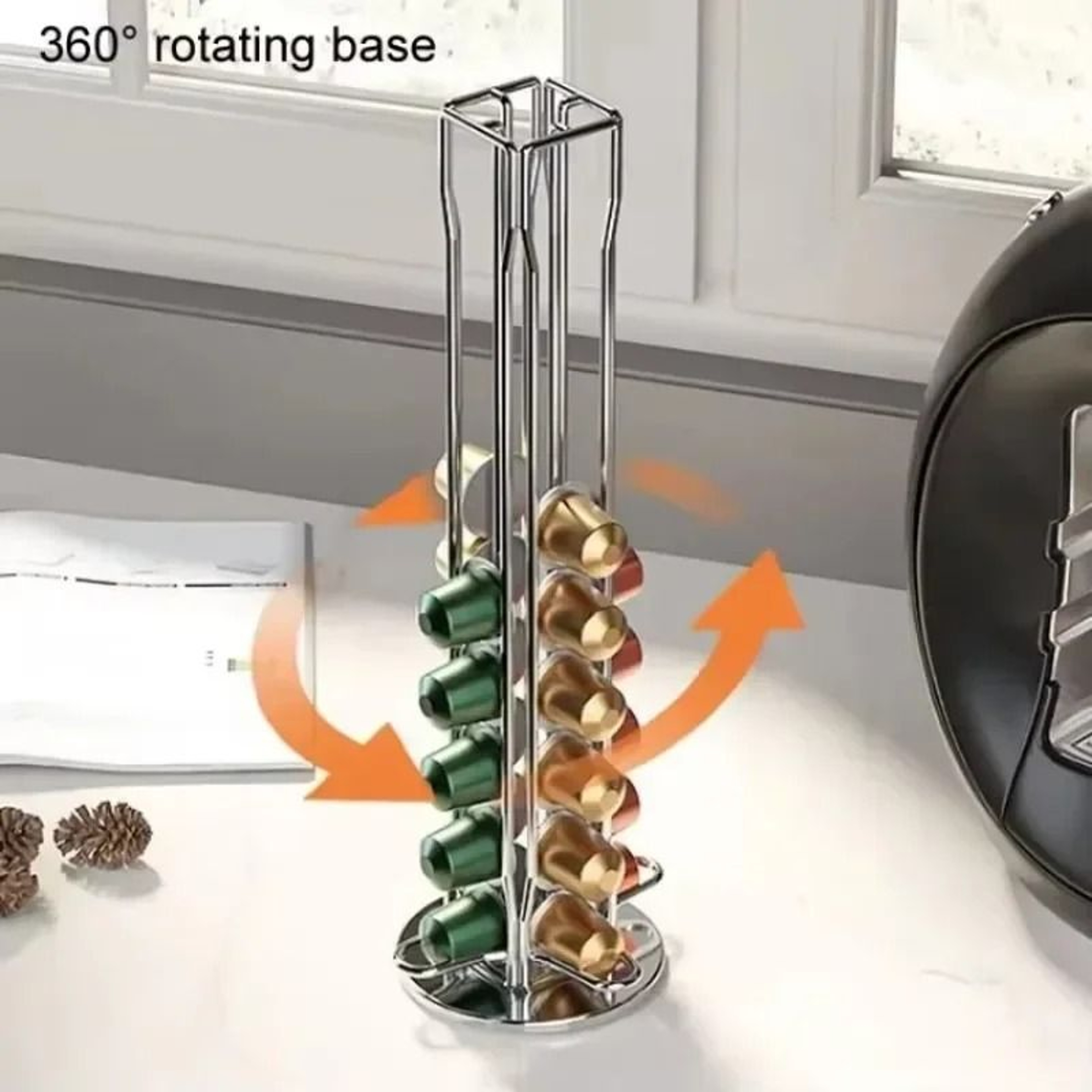 Rotating Coffee Pod Holder For 40 Nespresso Compatible Capsules Metal Coffee Capsule Storage Rack 4
