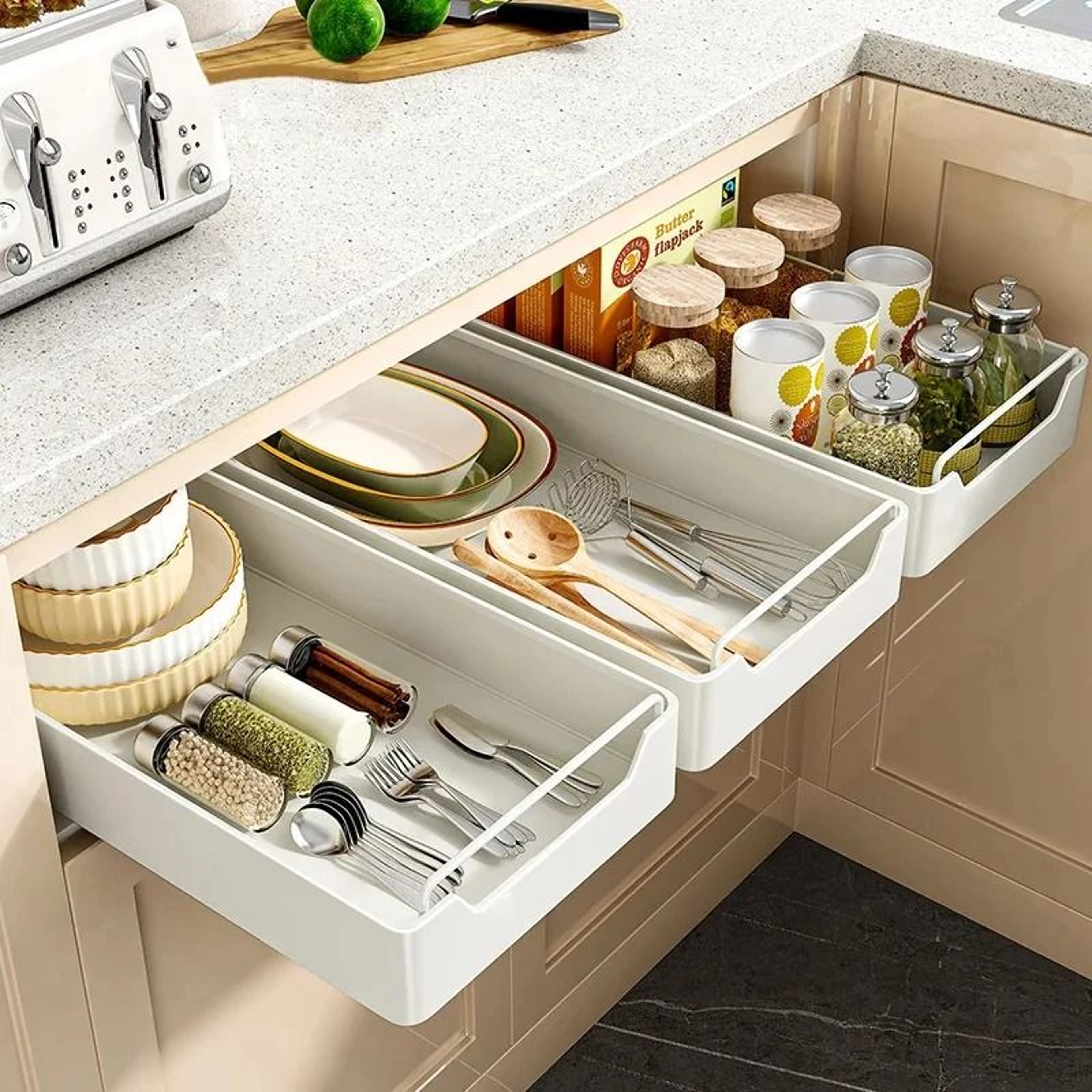 Pull Out Cabinet Storage Drawer Sliding Kitchen Organizer Basket For Pantry And Cabinets 3