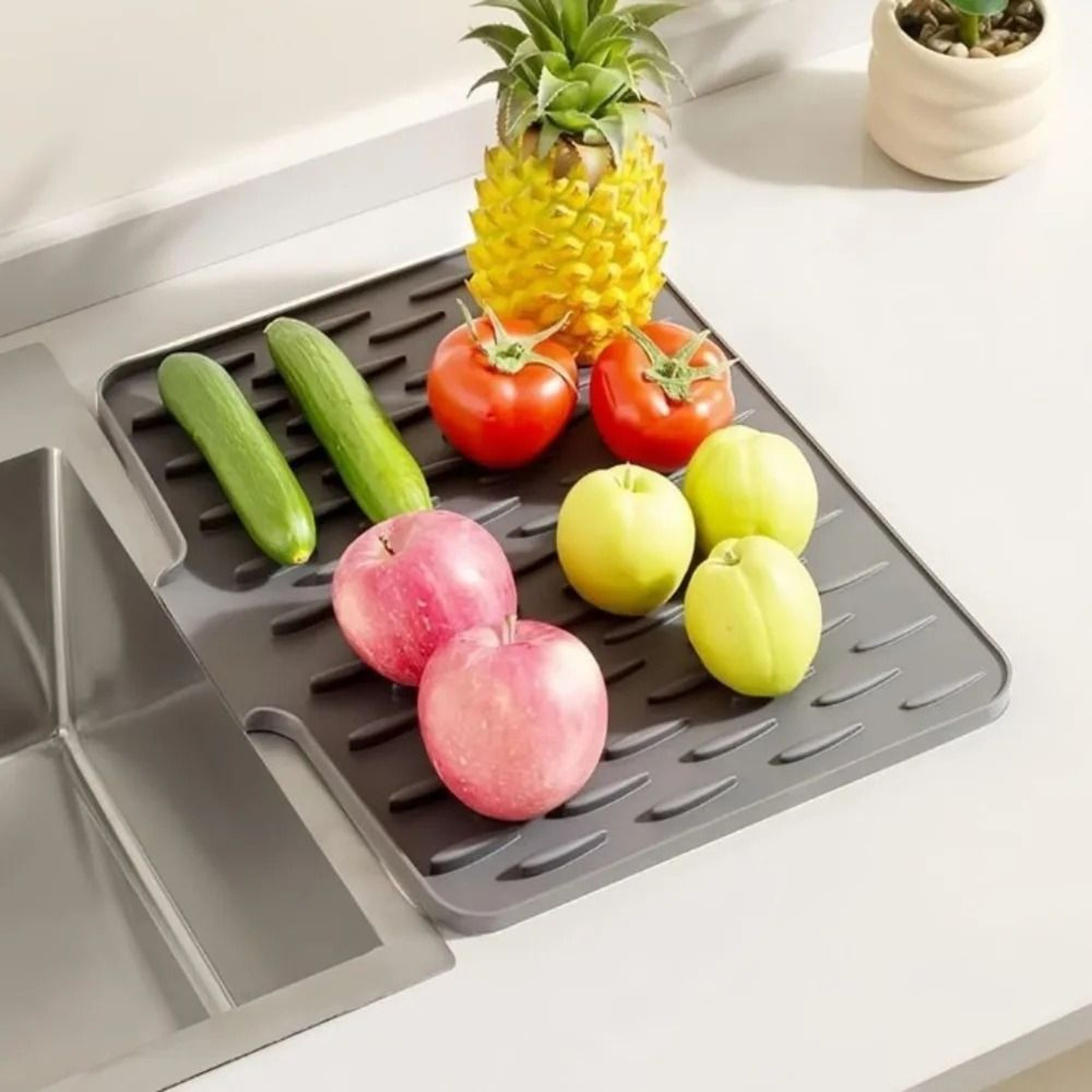 Large Silicone Dish Drying Mat Foldable Heat Resistant Drainage Kitchen Mat 2