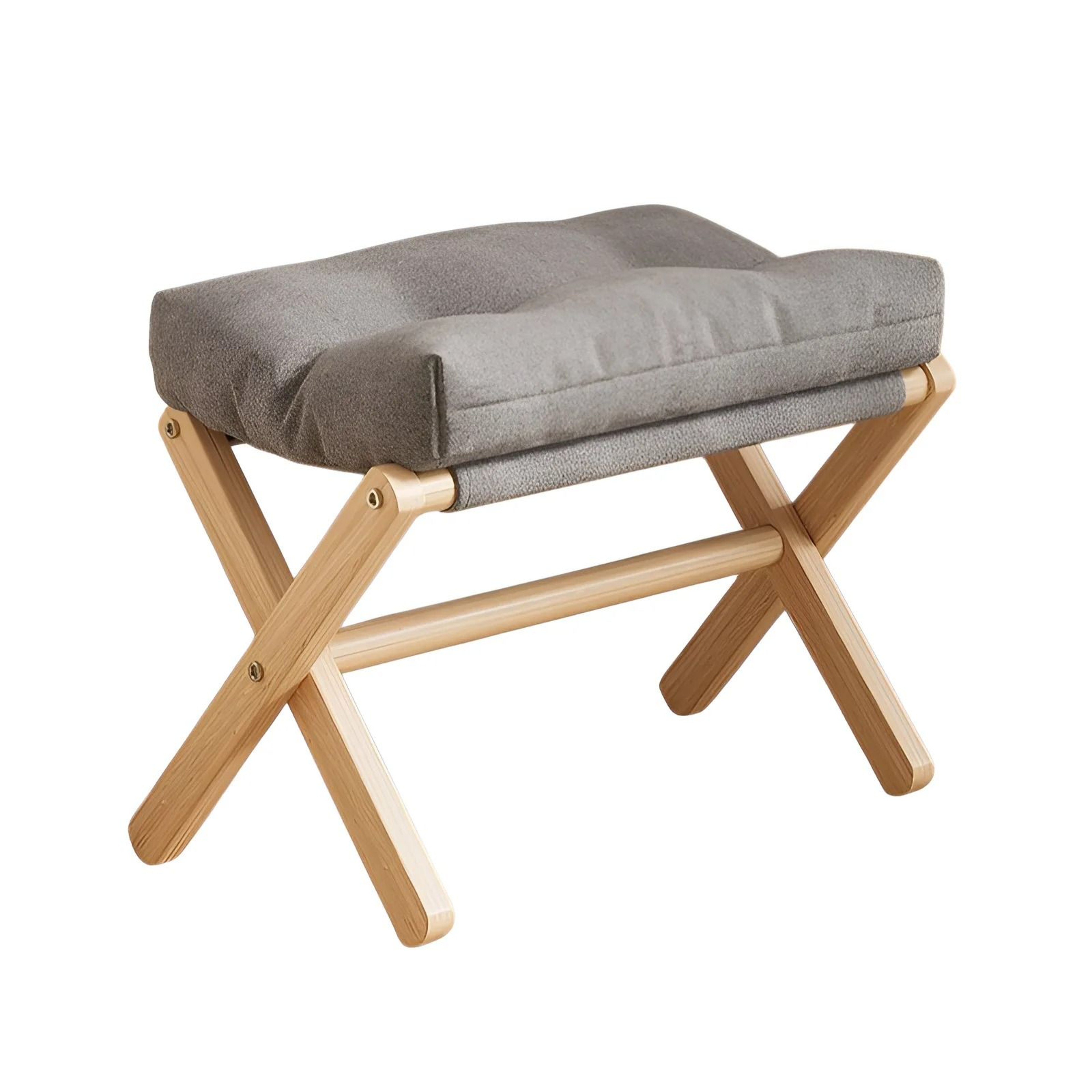 Solid Wood Folding Foot Stool Padded Ottoman Shoe Changing Bench 7