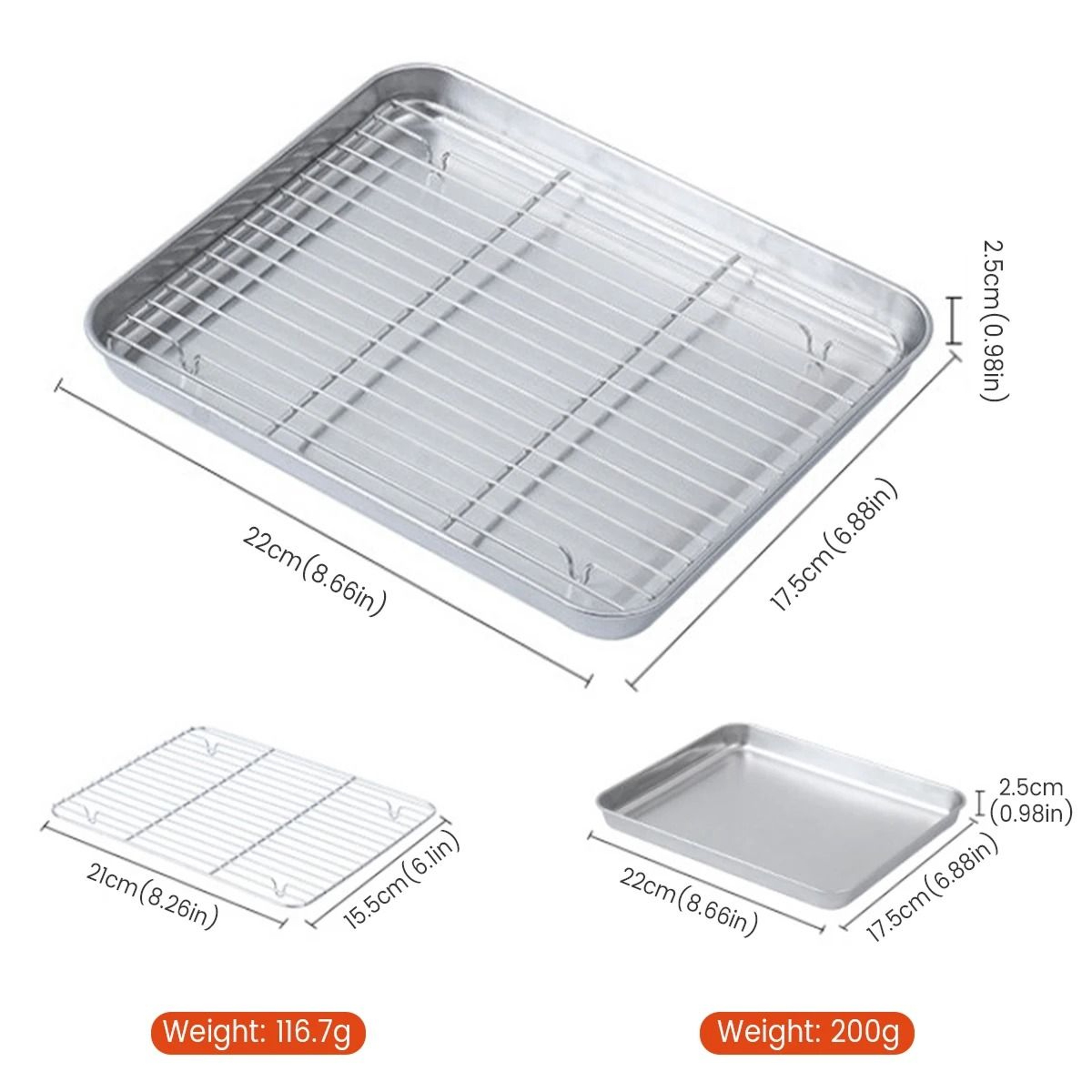 Stainless Steel Baking Pan with Wire Rack Set – view 10
