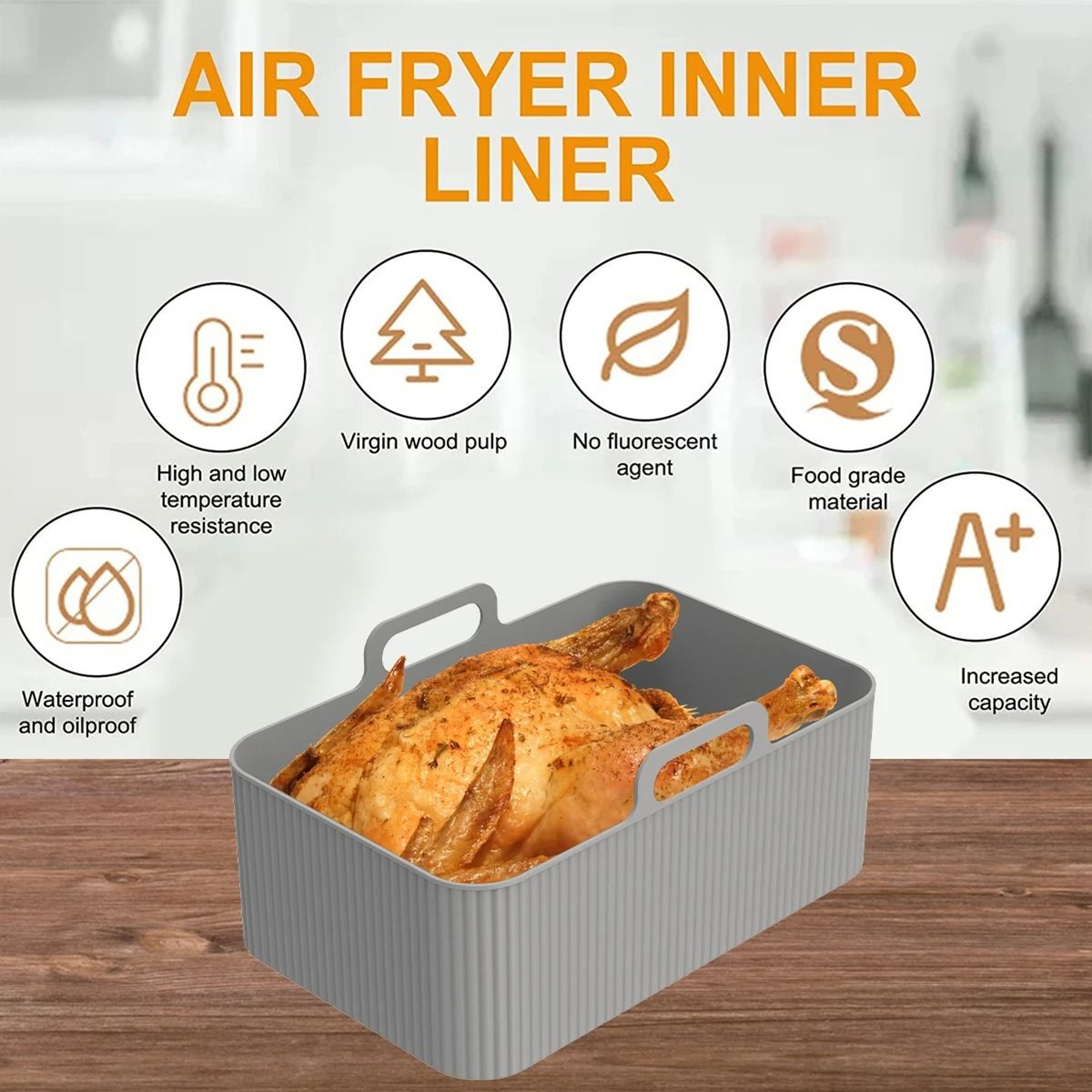 2 Piece Silicone Air Fryer Liner Basket Set 2
