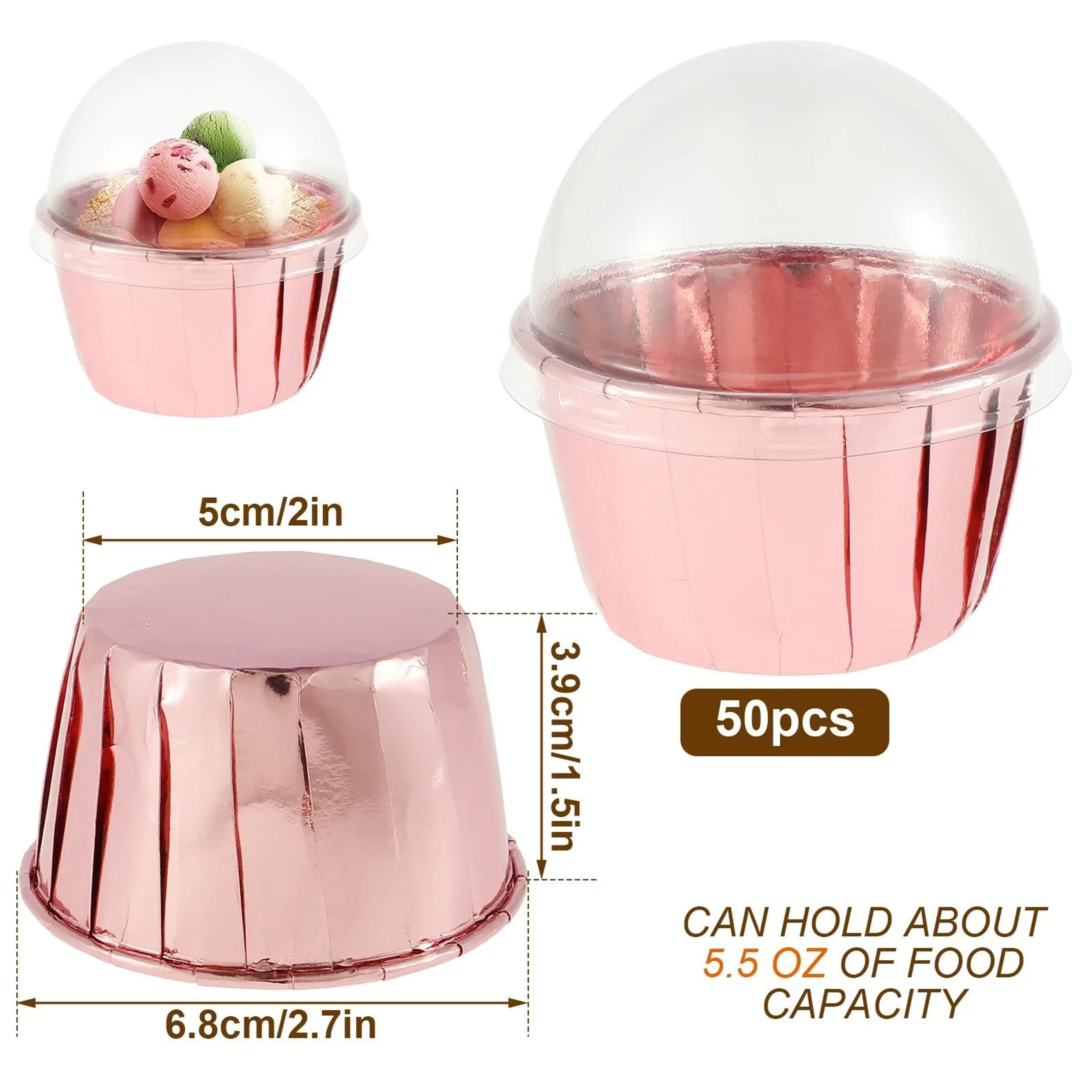 50 Piece Foil Cupcake Liners With Lids 2