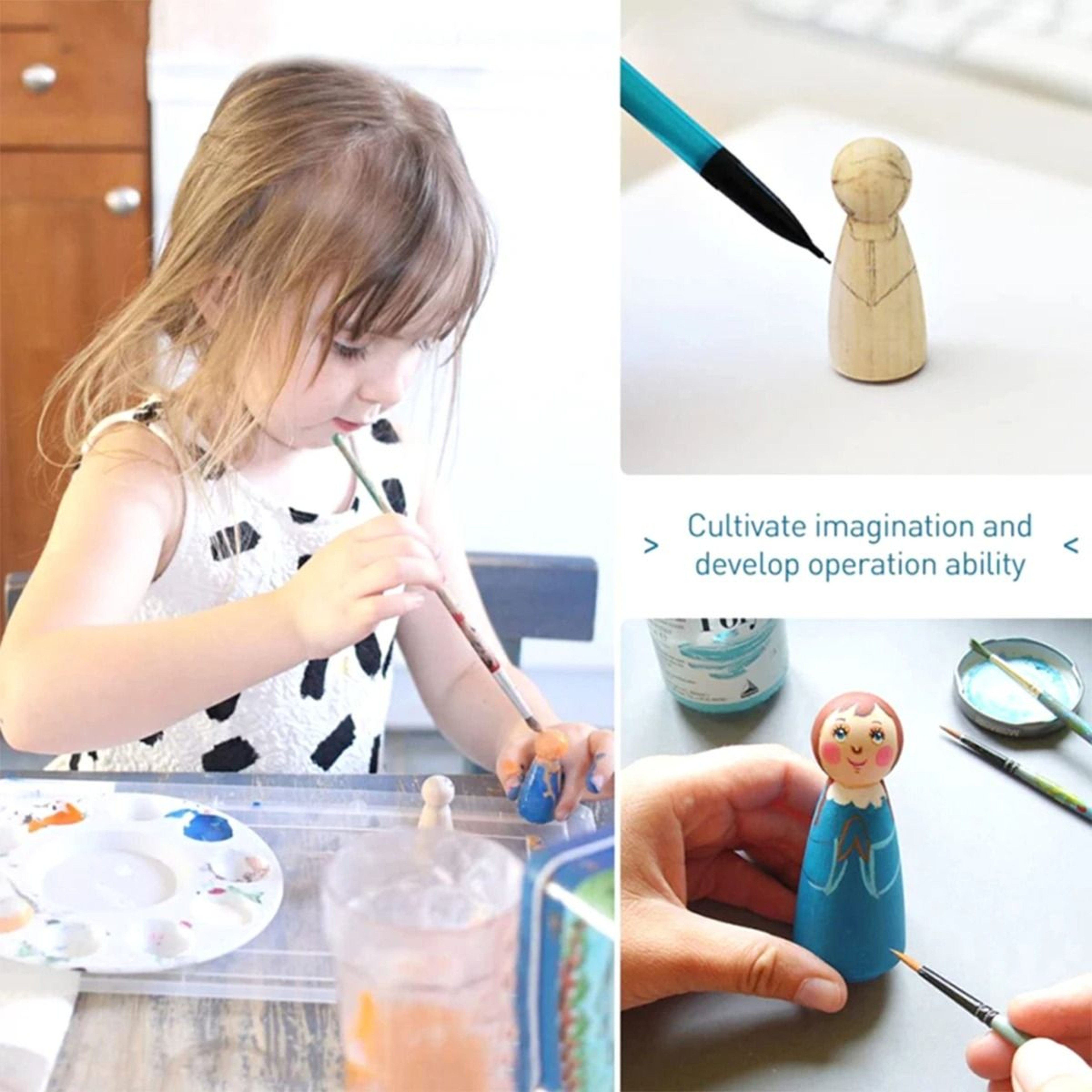20 Pack Unfinished Wooden Peg Dolls 2
