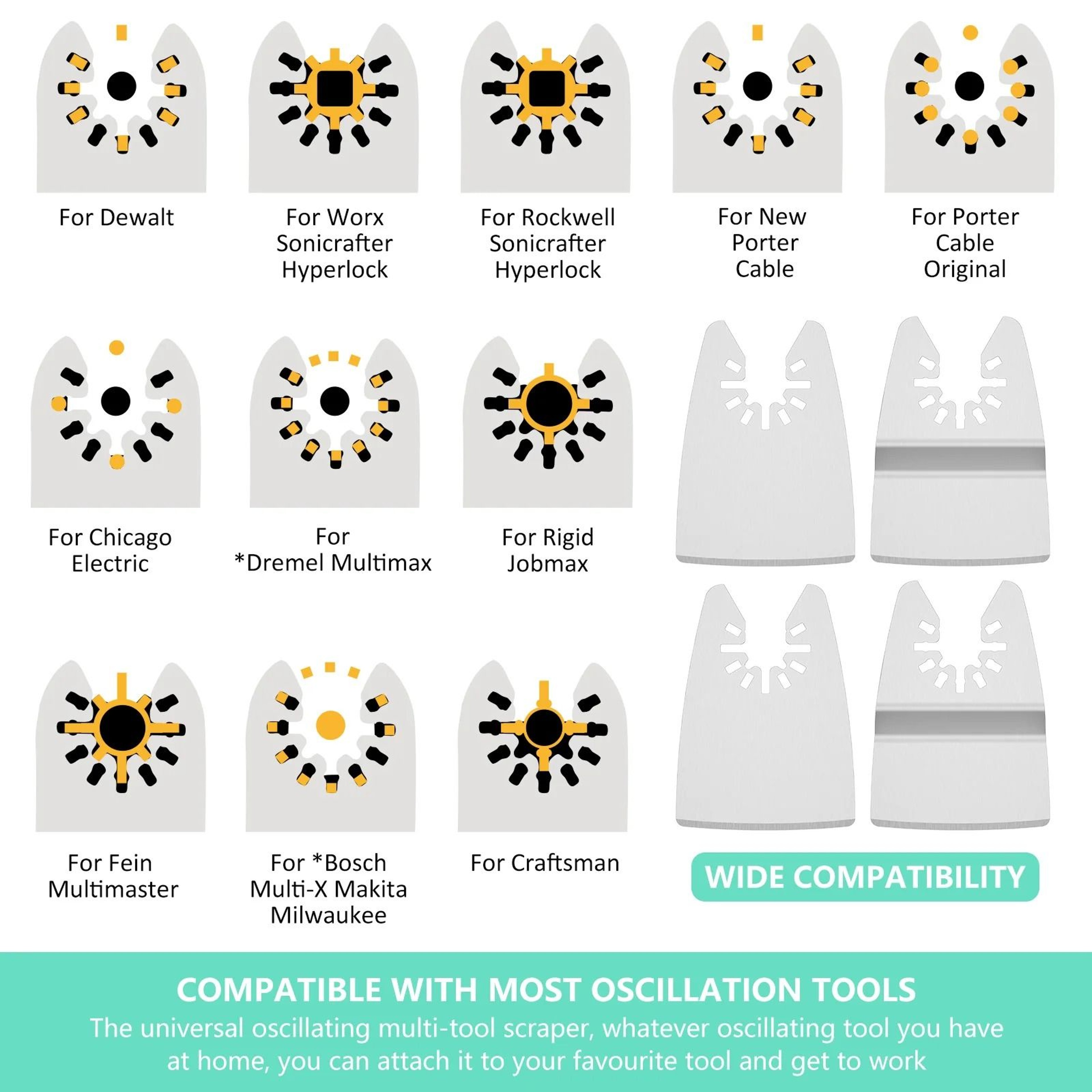 20 Piece Oscillating Tool Scraper Blade Set 3