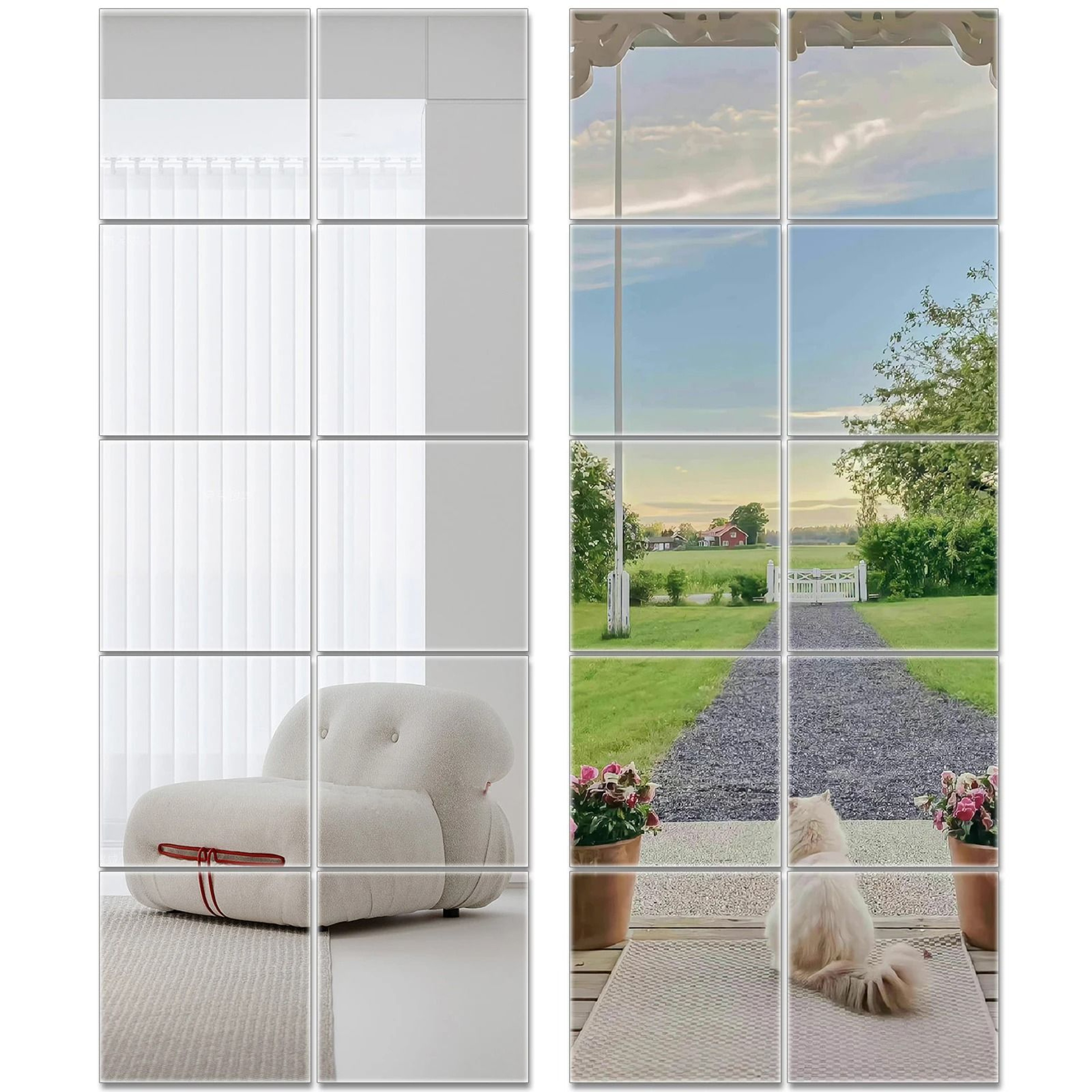 Self Adhesive Flexible Mirror Sheet Wall Tile Set 8
