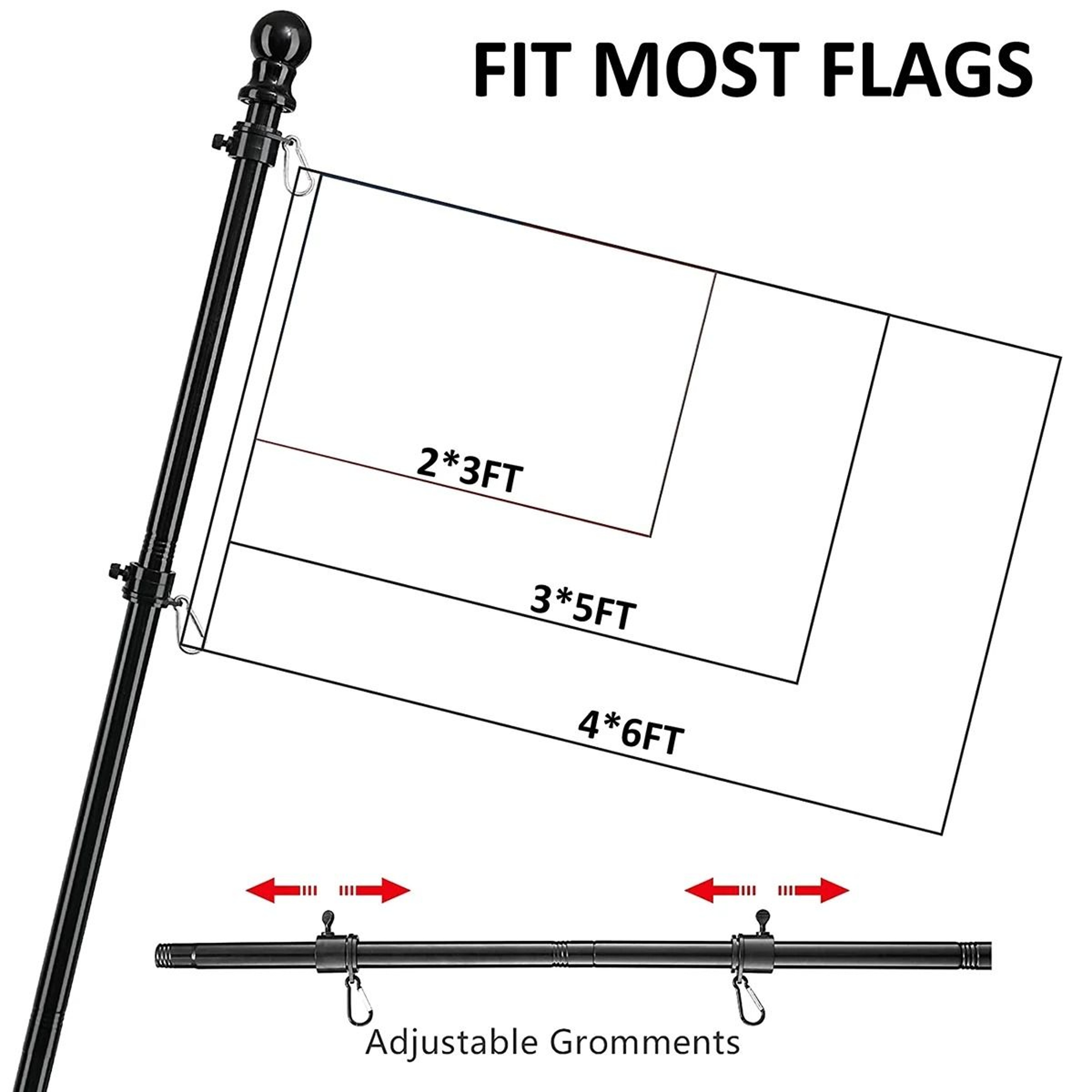 6 Ft Telescopic Flag Pole With Wall Mount Holder 1