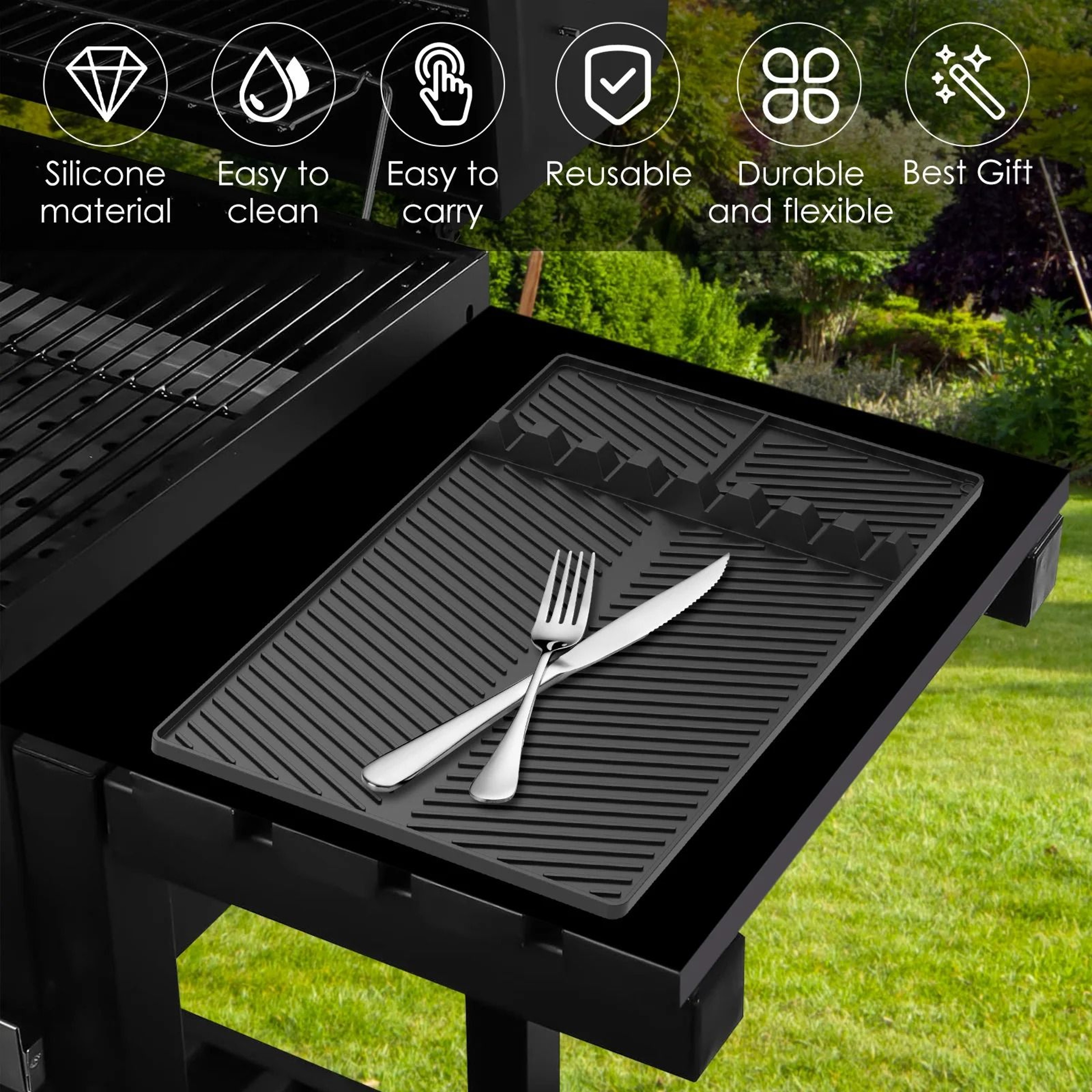 Silicone Grill Side Shelf Mat Heat Resistant BBQ Tool Holder 1
