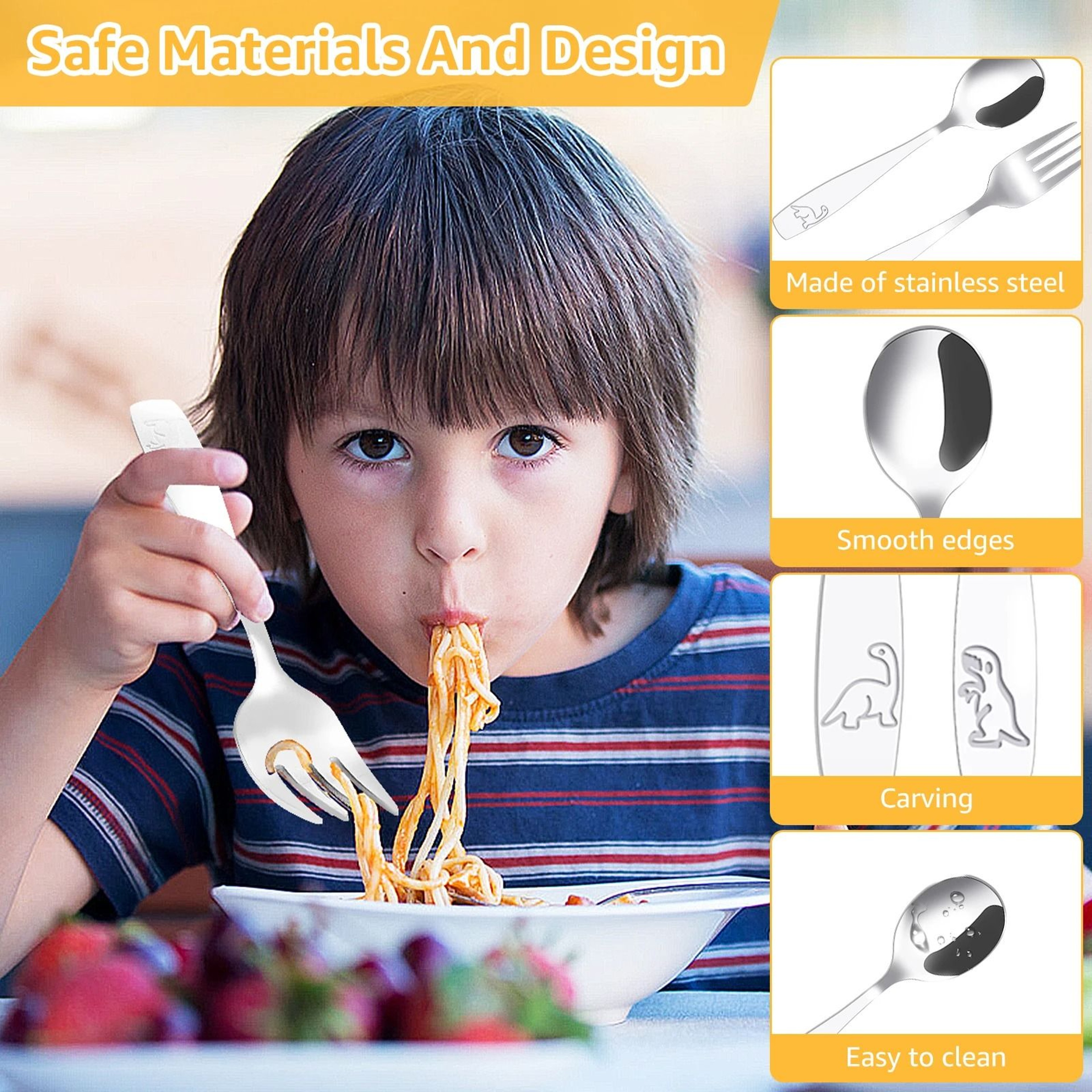 Toddler Stainless Steel Silverware Set Kids Spoon And Fork 3