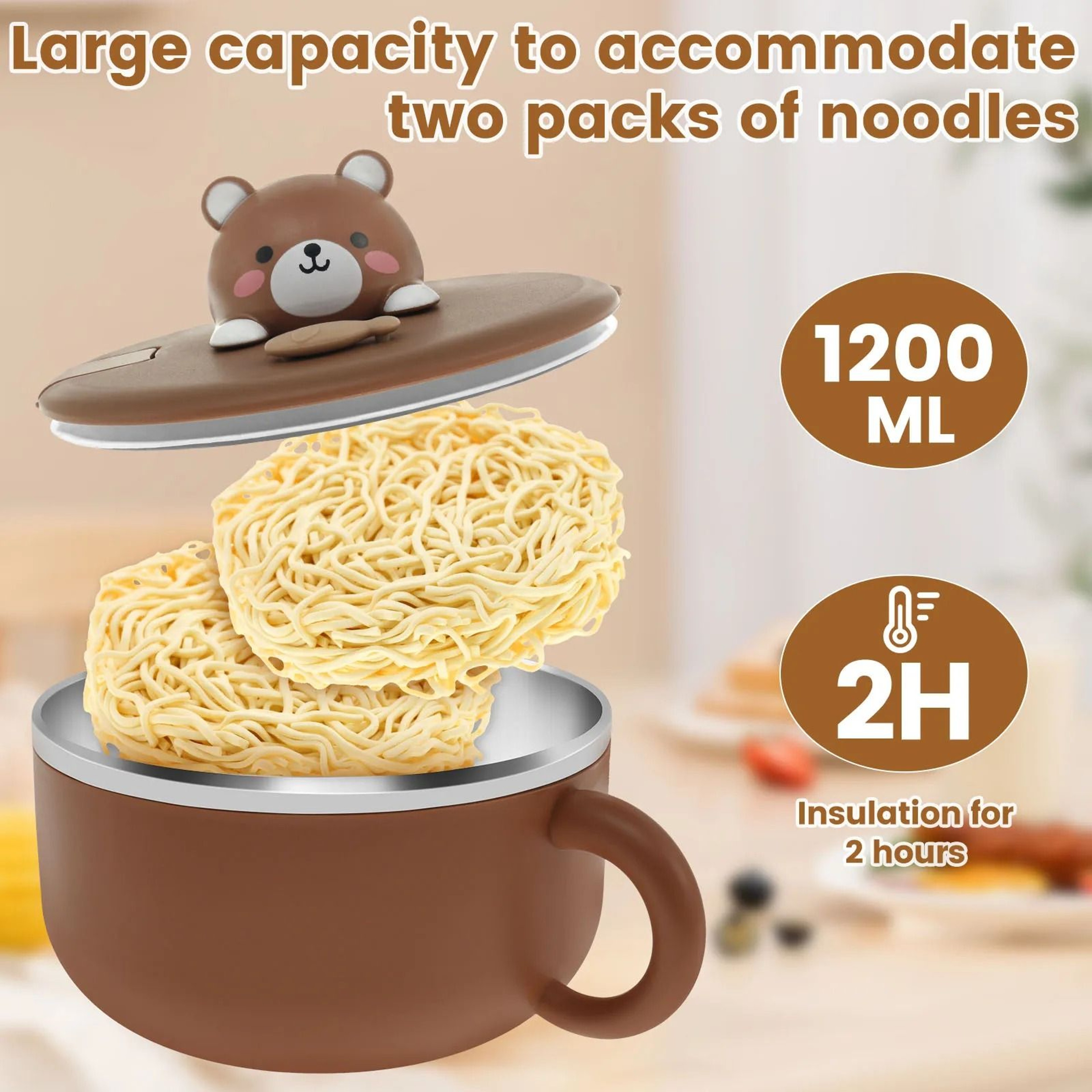 406 Oz Insulated Ramen Bowl With Lid Handle And Fork 2