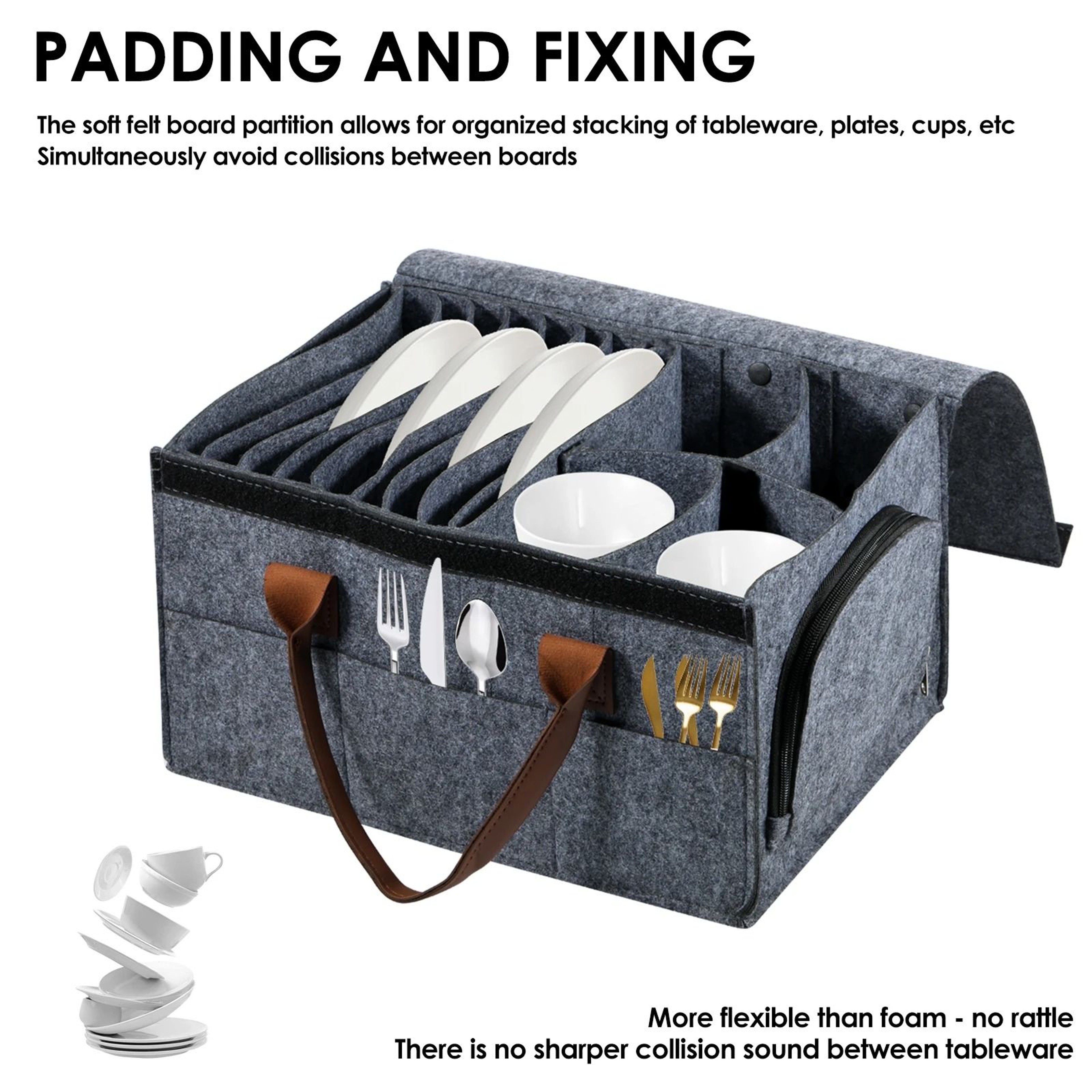 Felt Dish And Cup Storage Bag For RV Camping Tableware 2