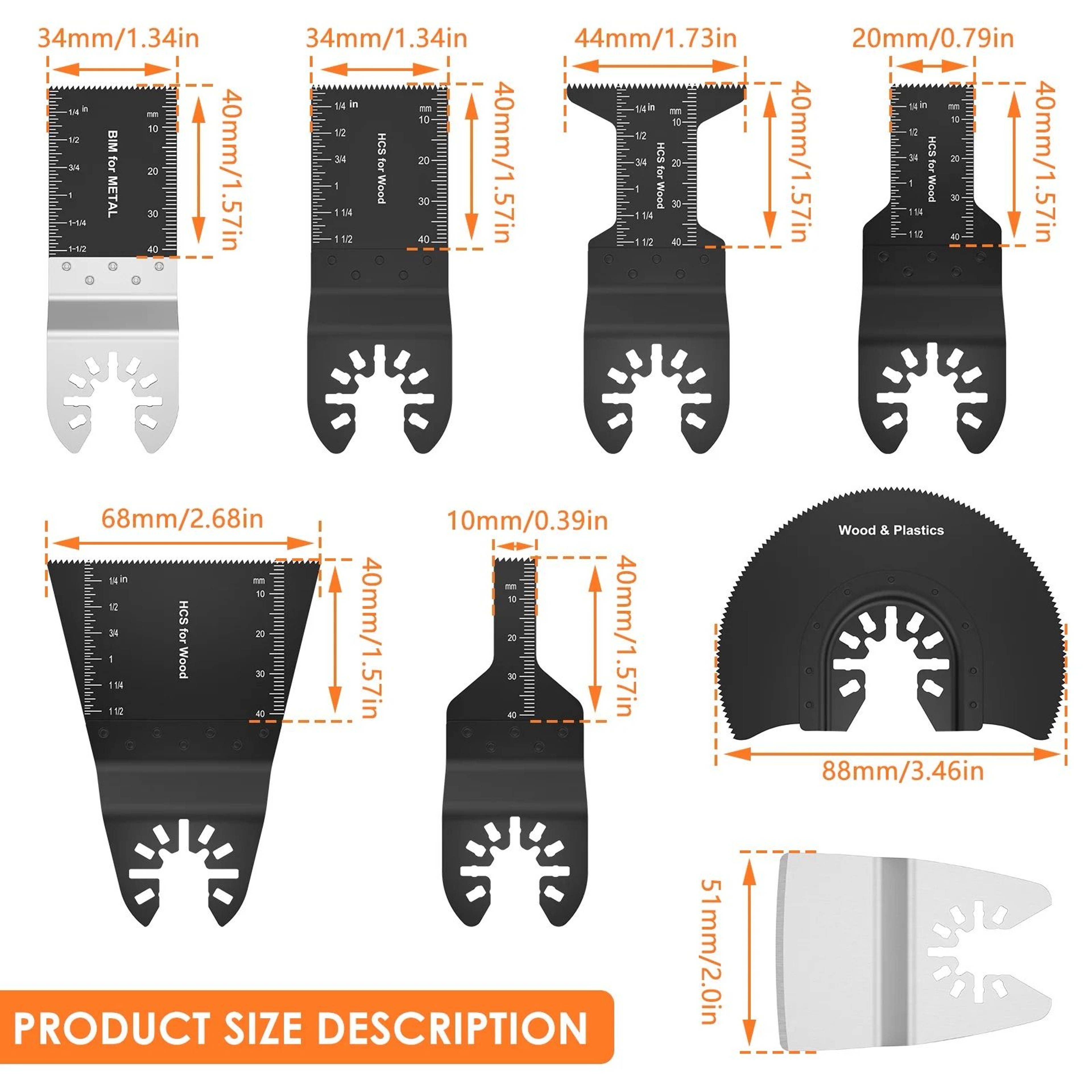 8 Piece Bi Metal Oscillating Saw Blade Set 2