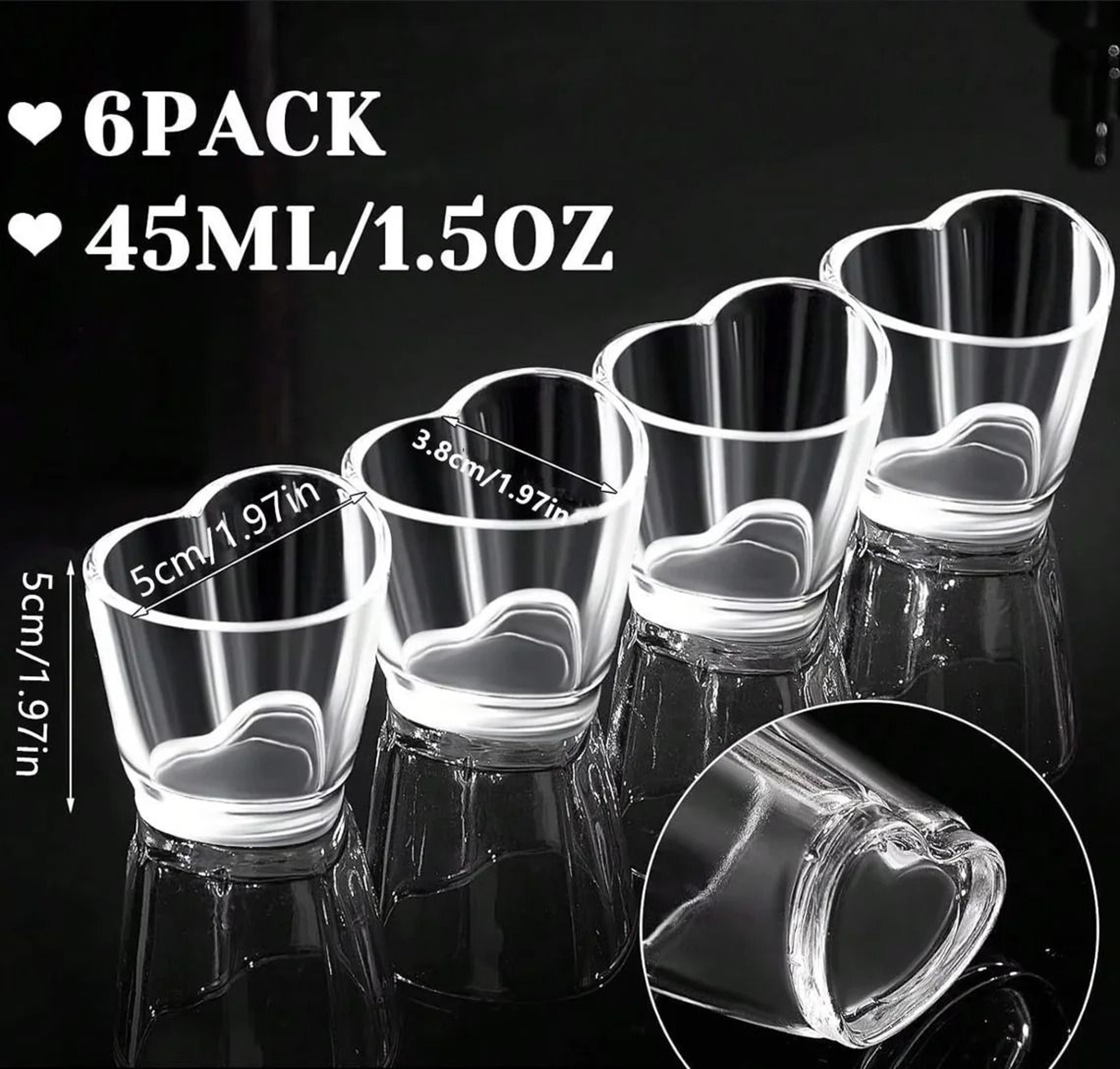 Heart Shaped Acrylic Shot Glass Set – view 9