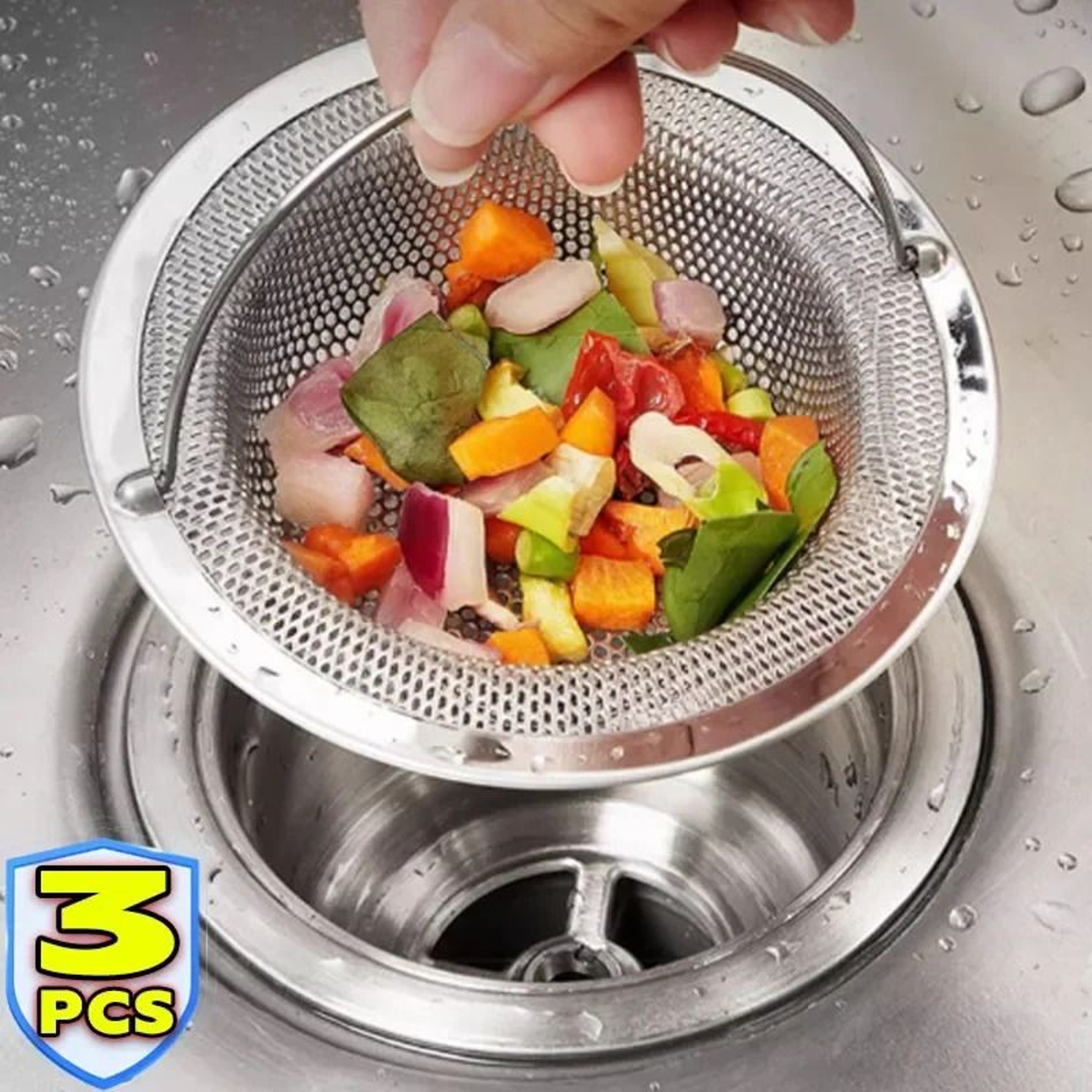 Stainless Steel Kitchen Sink Strainer Basket With Handle 0