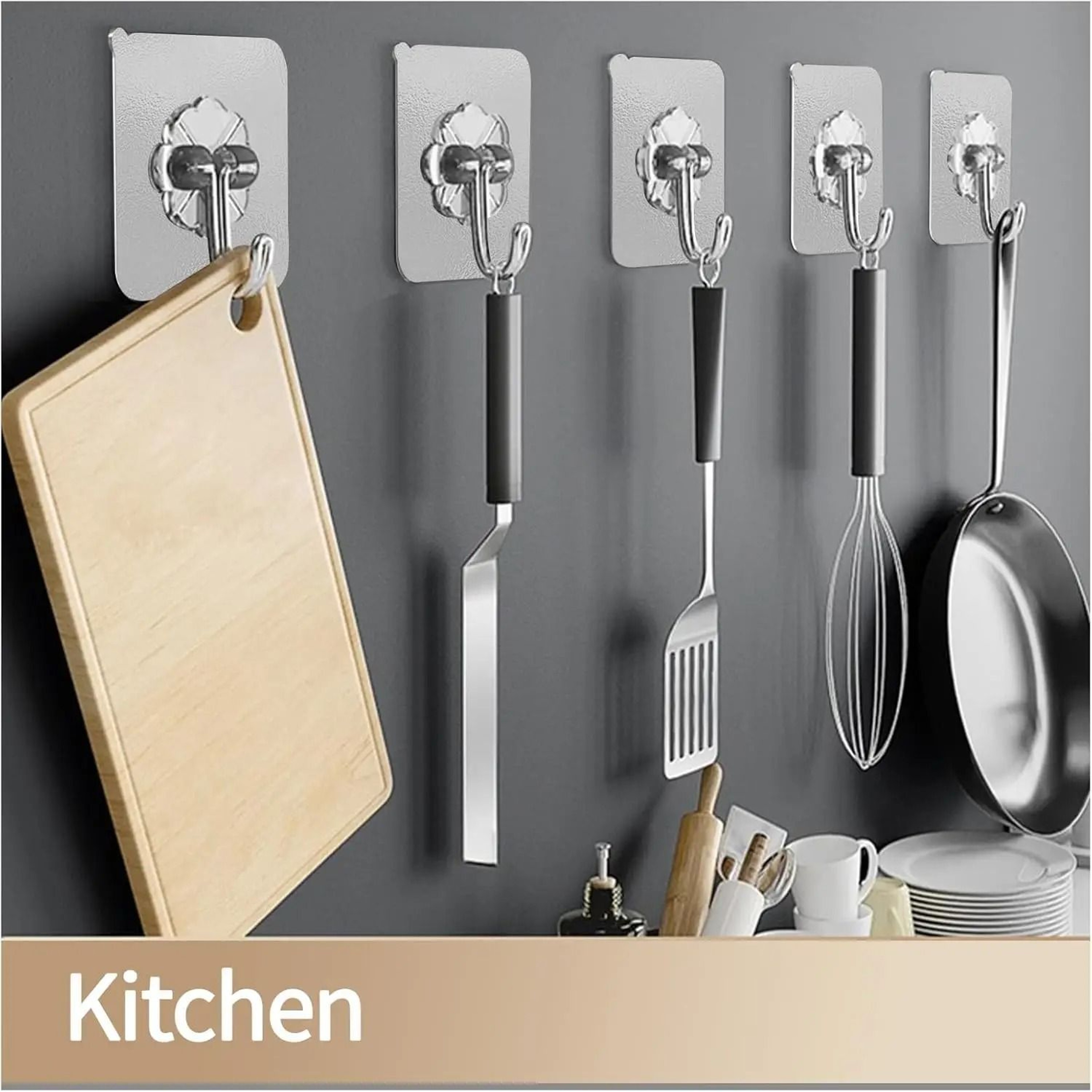 Transparent Self Adhesive Wall Hooks For Kitchen Bathroom And Key Storage 3