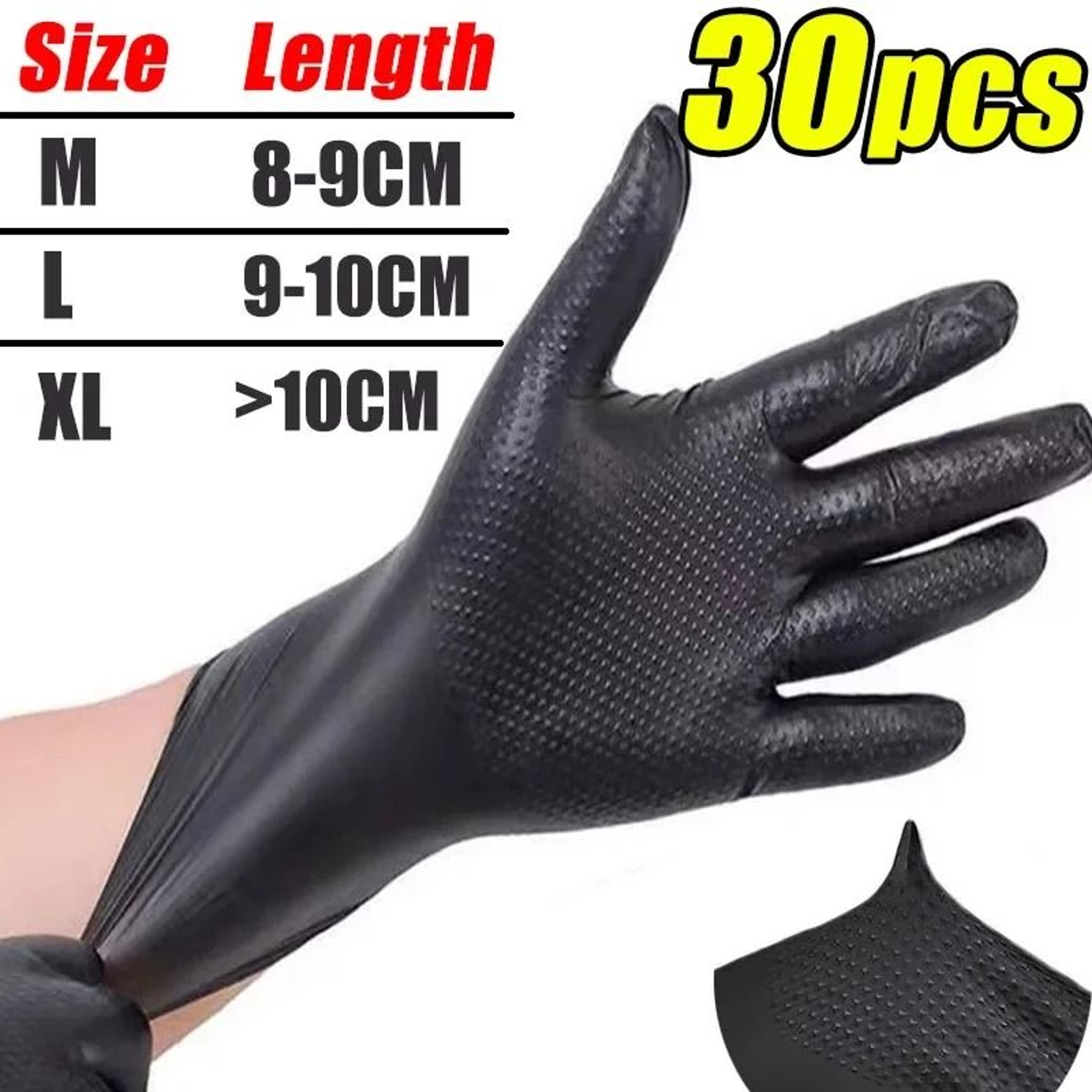 Heavy Duty Nitrile Disposable Work Gloves Textured Grip 30 Pack 12