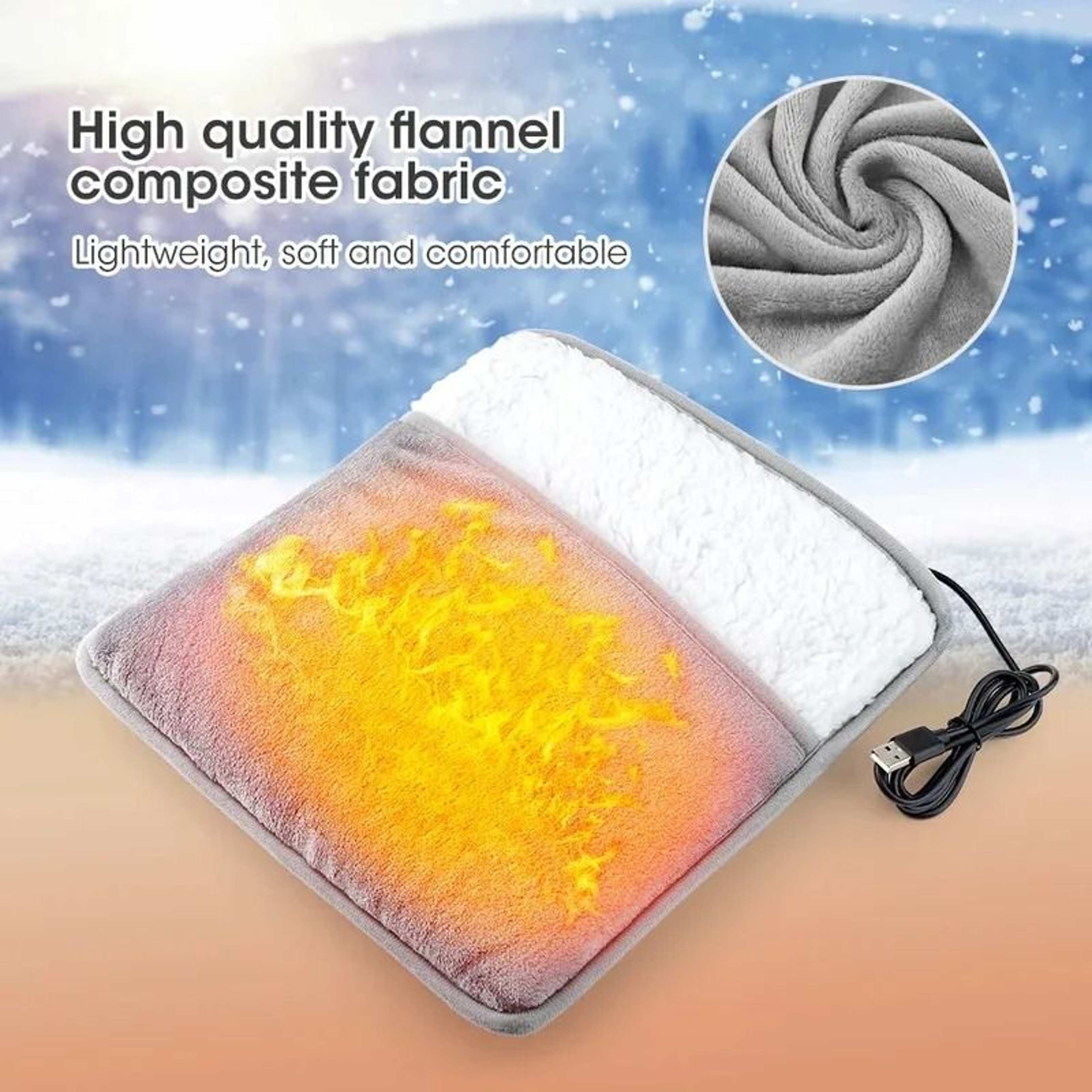 USB Electric Foot Warmer Heating Pad Soft Plush Heated Foot Mat 1