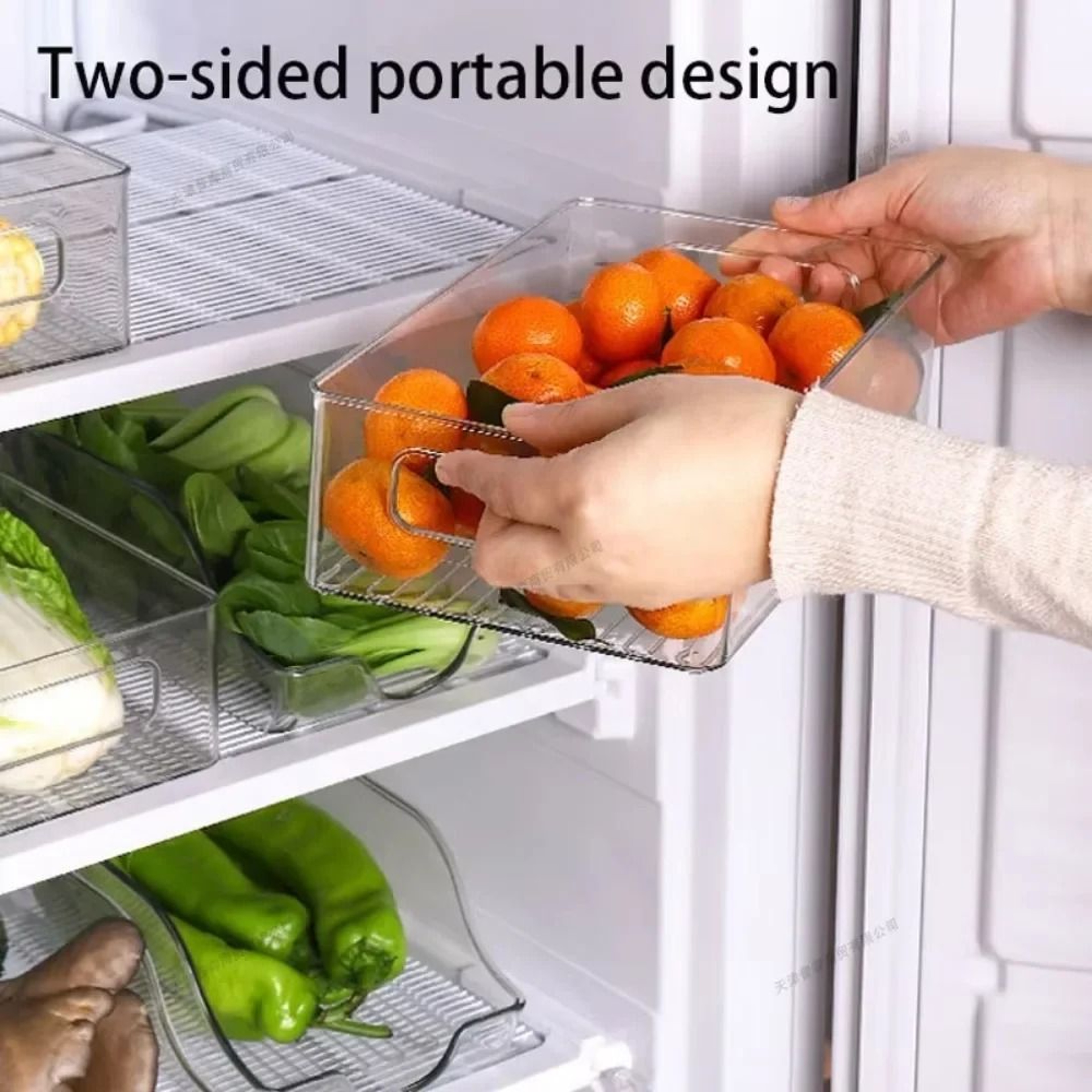 Clear Refrigerator Storage Bin With Handles 2